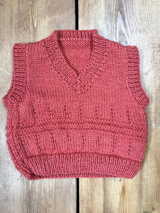 Handknitted Orange Sweater Vest | 1 Years