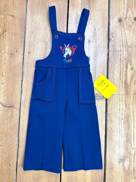 Vintage 70s Cuckoo kids horse dungarees. e 2 years. Handpicked for Bee Tiny kids vintage.