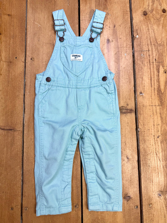 OshKosh mint green heart pocket dungarees. 12 months. Handpicked for Bee Tiny kids vintage.