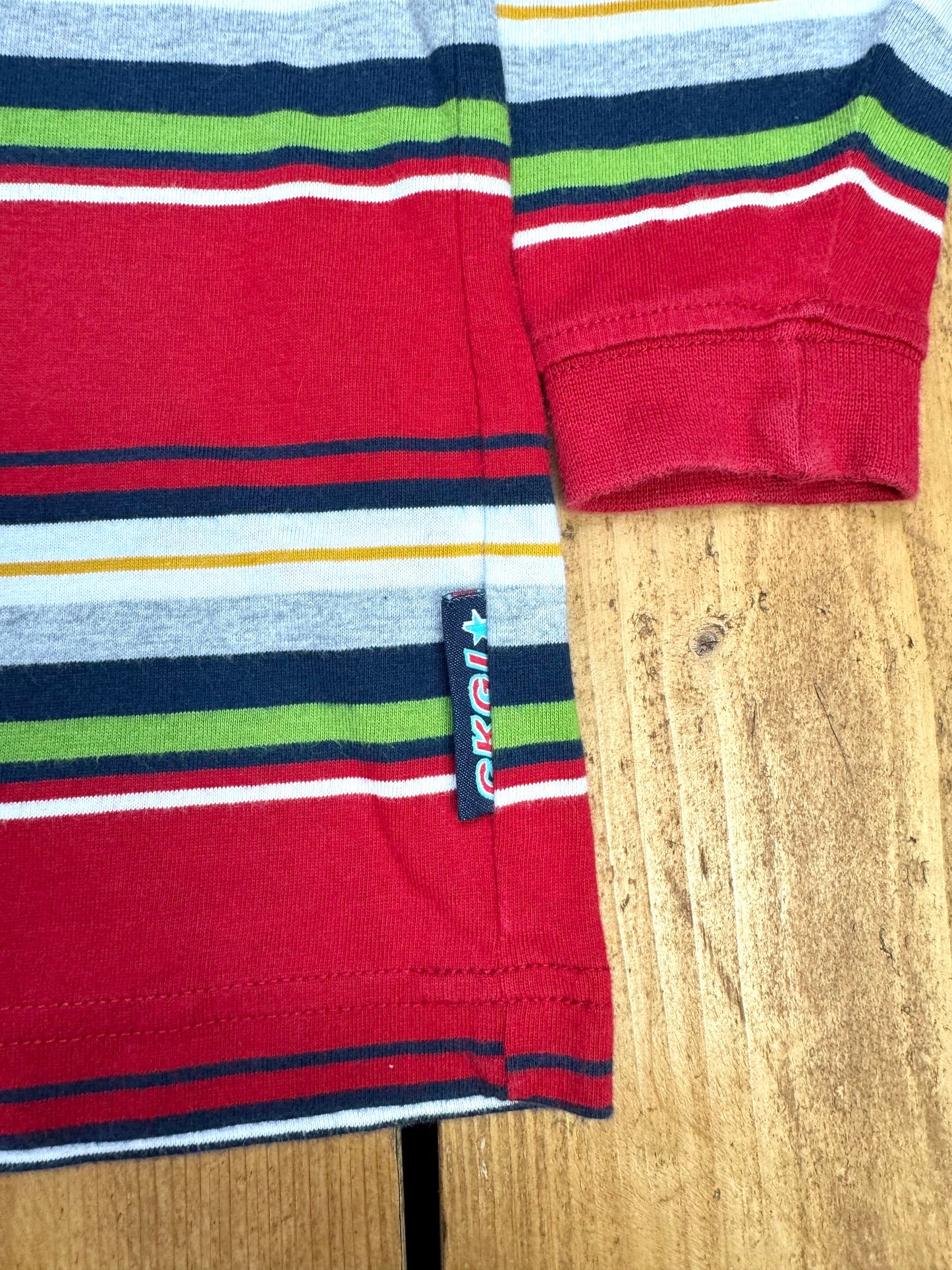 Vintage Y2K Kids Red Striped Long Sleeve Top | 4-5 Years