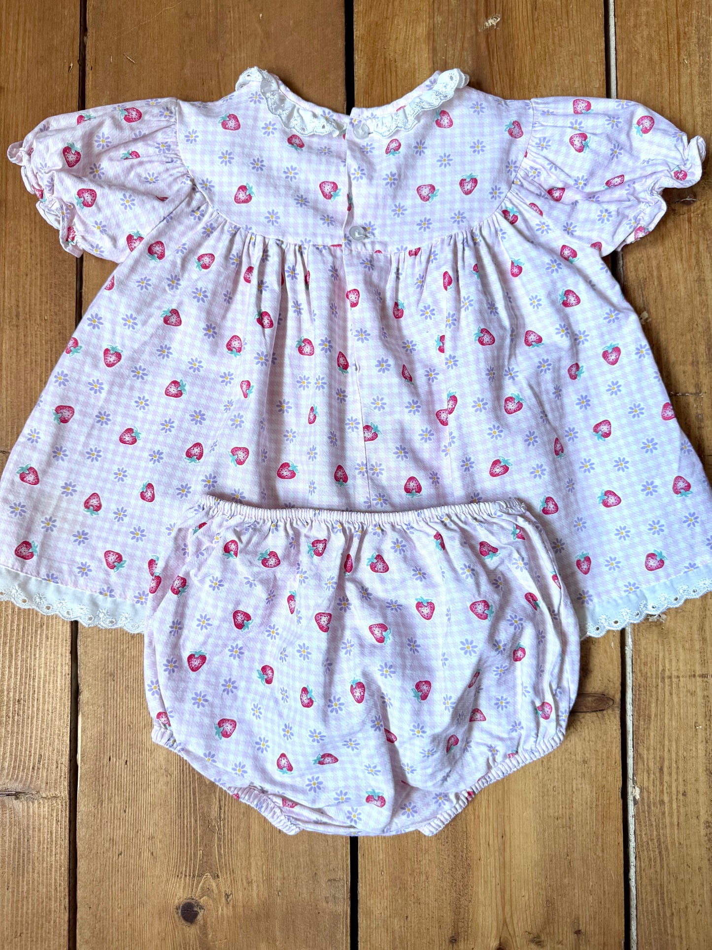 Vintage Strawberry Print Baby Set | 6-12 Months