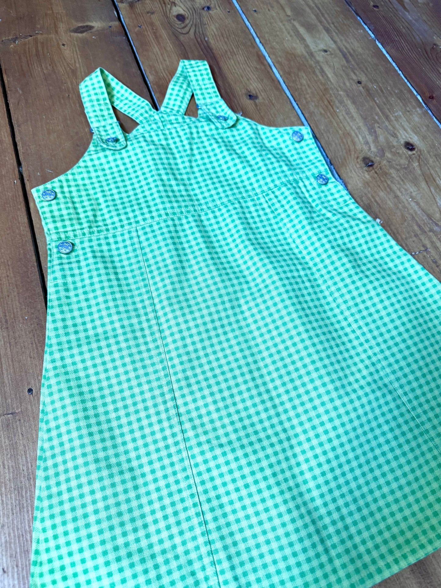 Vintage 90s Brooker Green Gingham Denim Dress | 5 Years