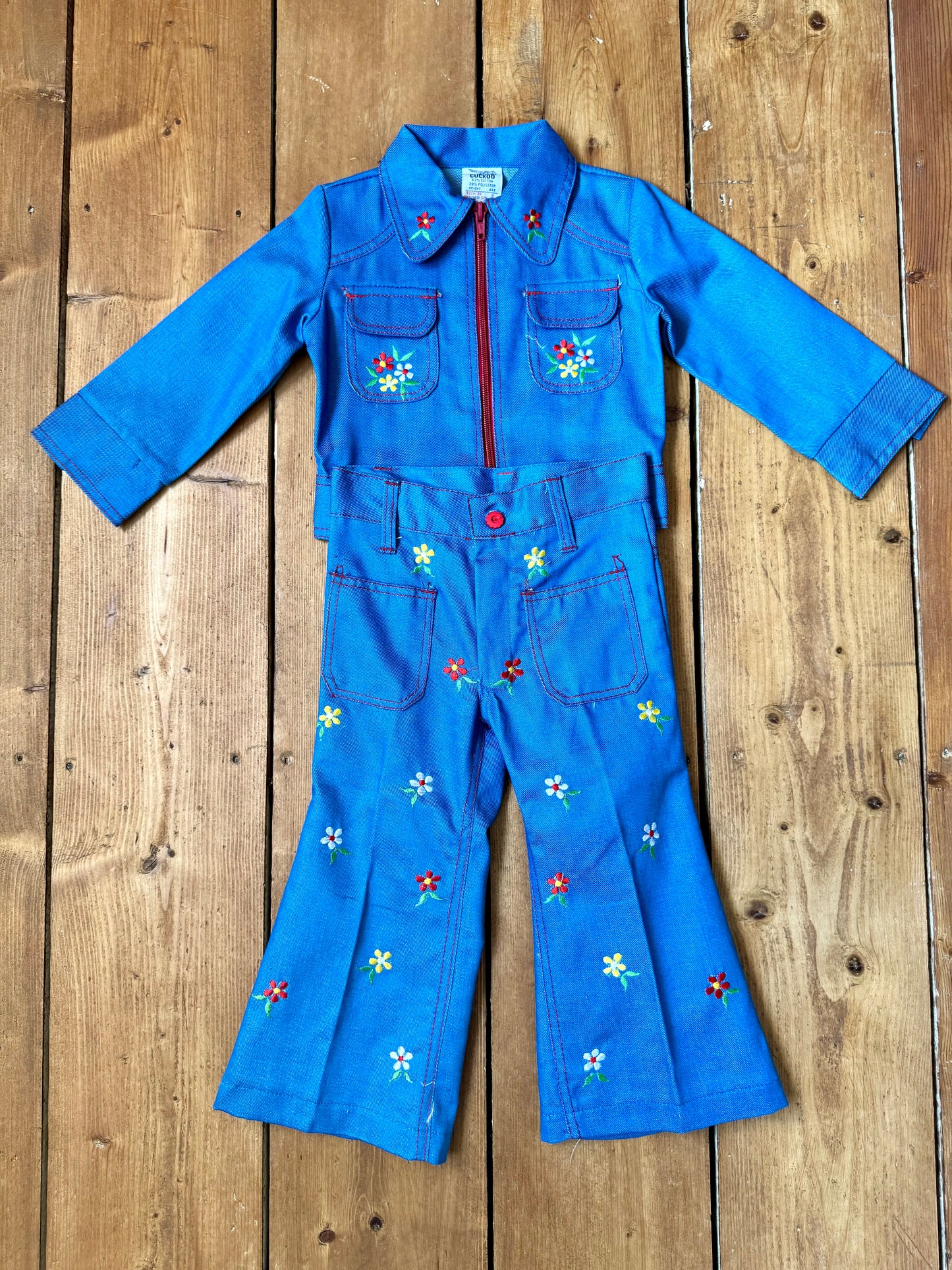 Vintage 70s Cuckoo Blue Floral Co-ord | 2 Years
