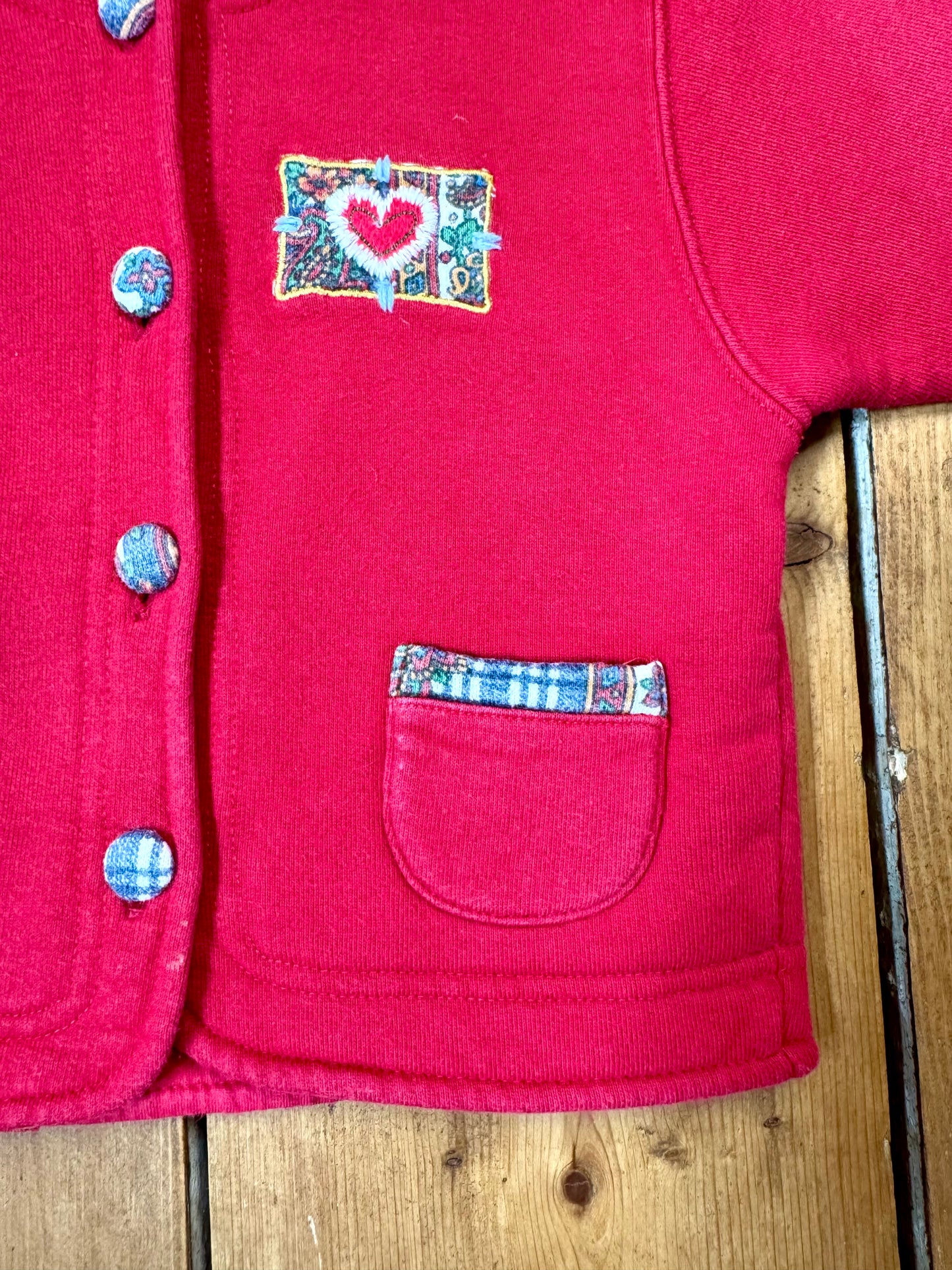 Italian vintage kids red cardigan. Vintage 90s cotagecore kids cardigan.  Age 1-2 years. Handpicked for Bee Tiny kids vintage. 