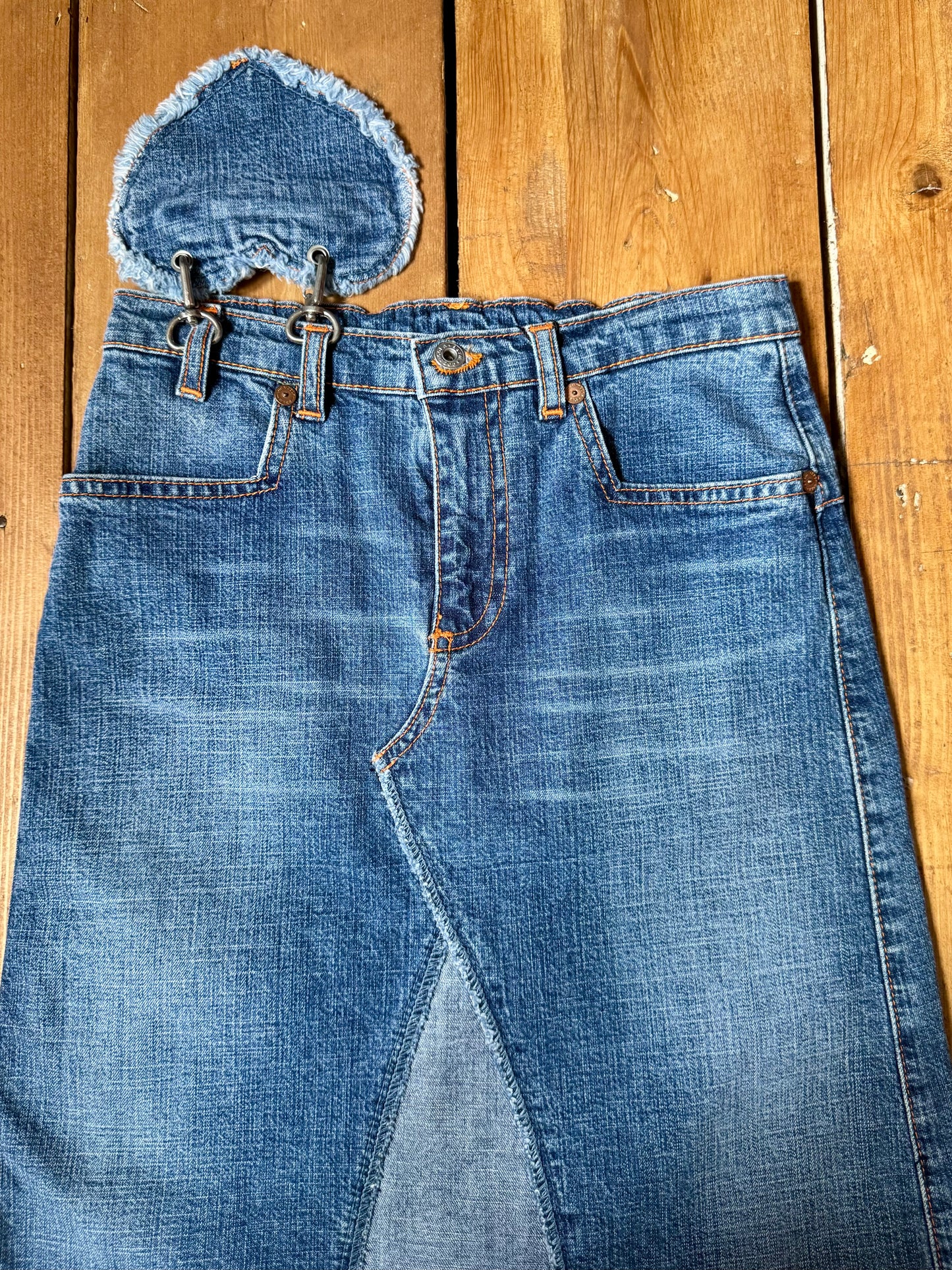 Vintage 2000s rare Coca-Cola kids denim midi skirt. Age 8-9 years. Handpicked for Bee Tiny.