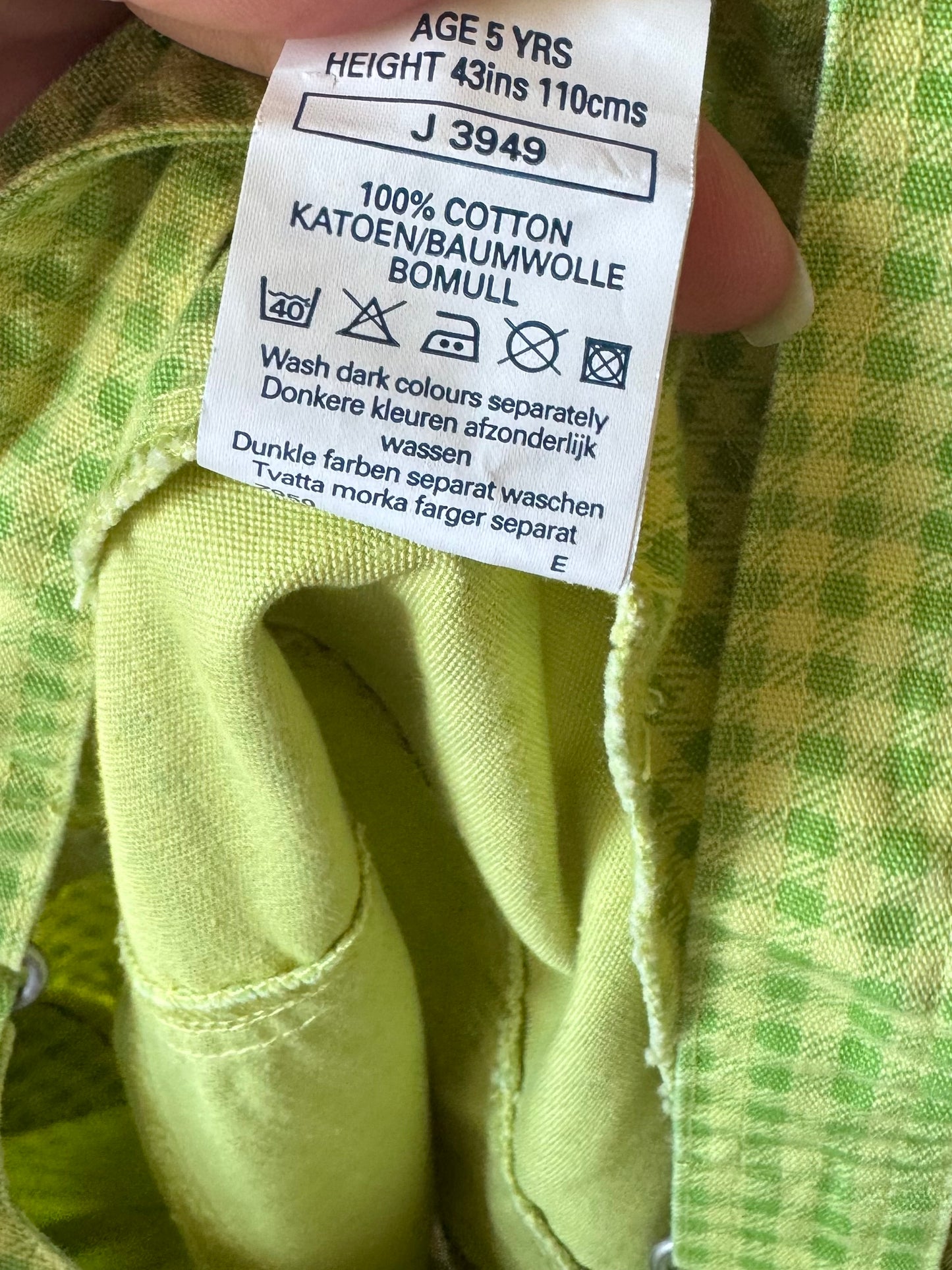 Vintage 90s Brooker Green Gingham Denim Dress | 5 Years