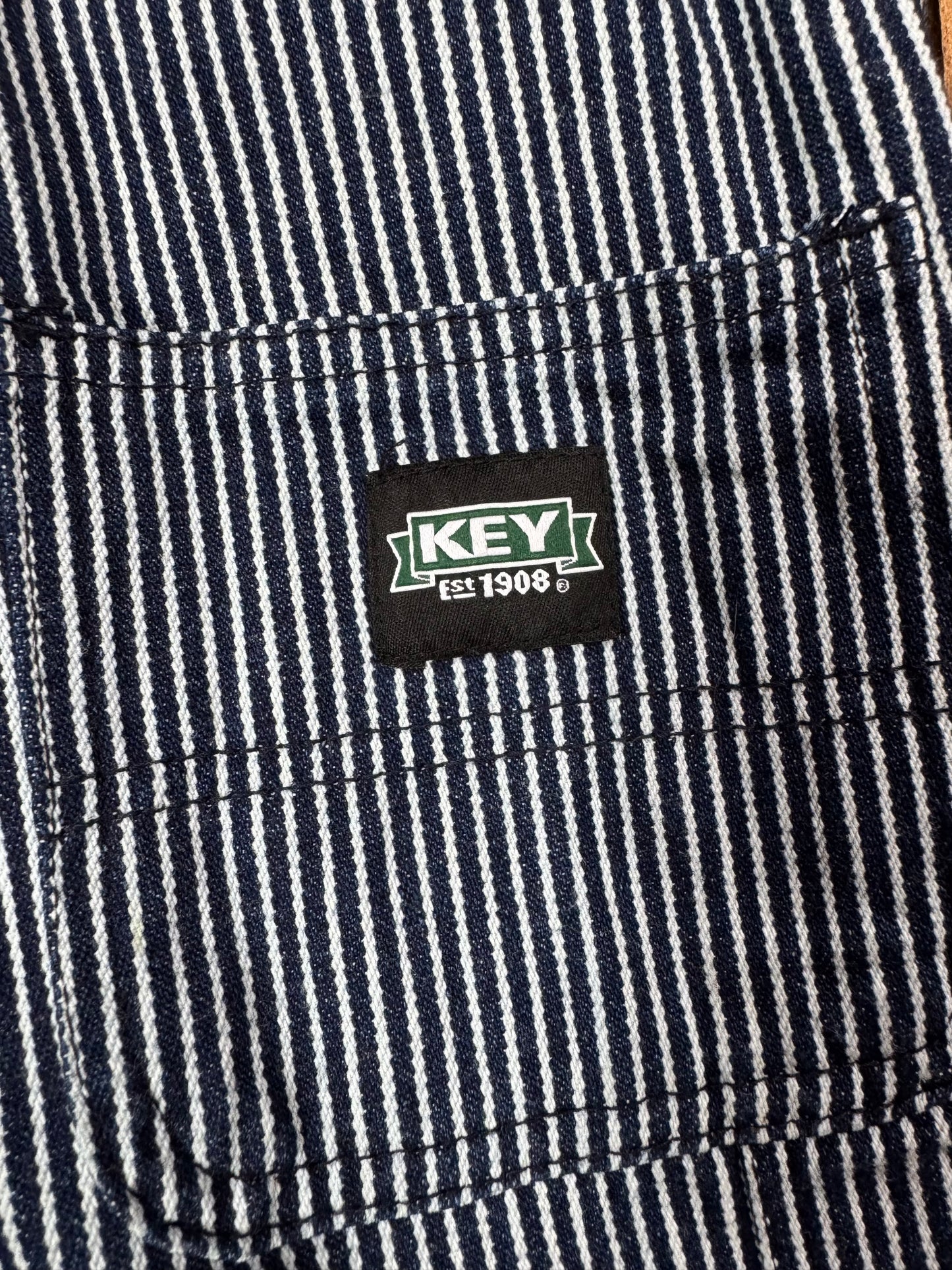 Navy Striped KEY Dungarees | 6 Years