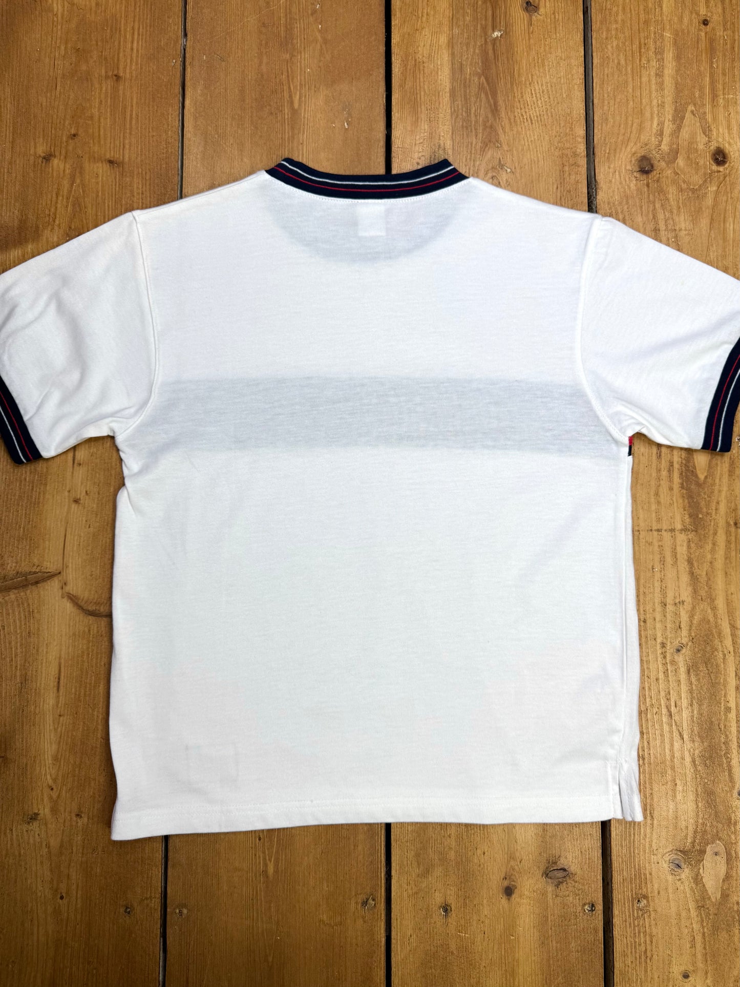 Vintage 90s Adams white sports t-shirt. Age 8 years. Handpicked for Bee Tiny kids vintage.
