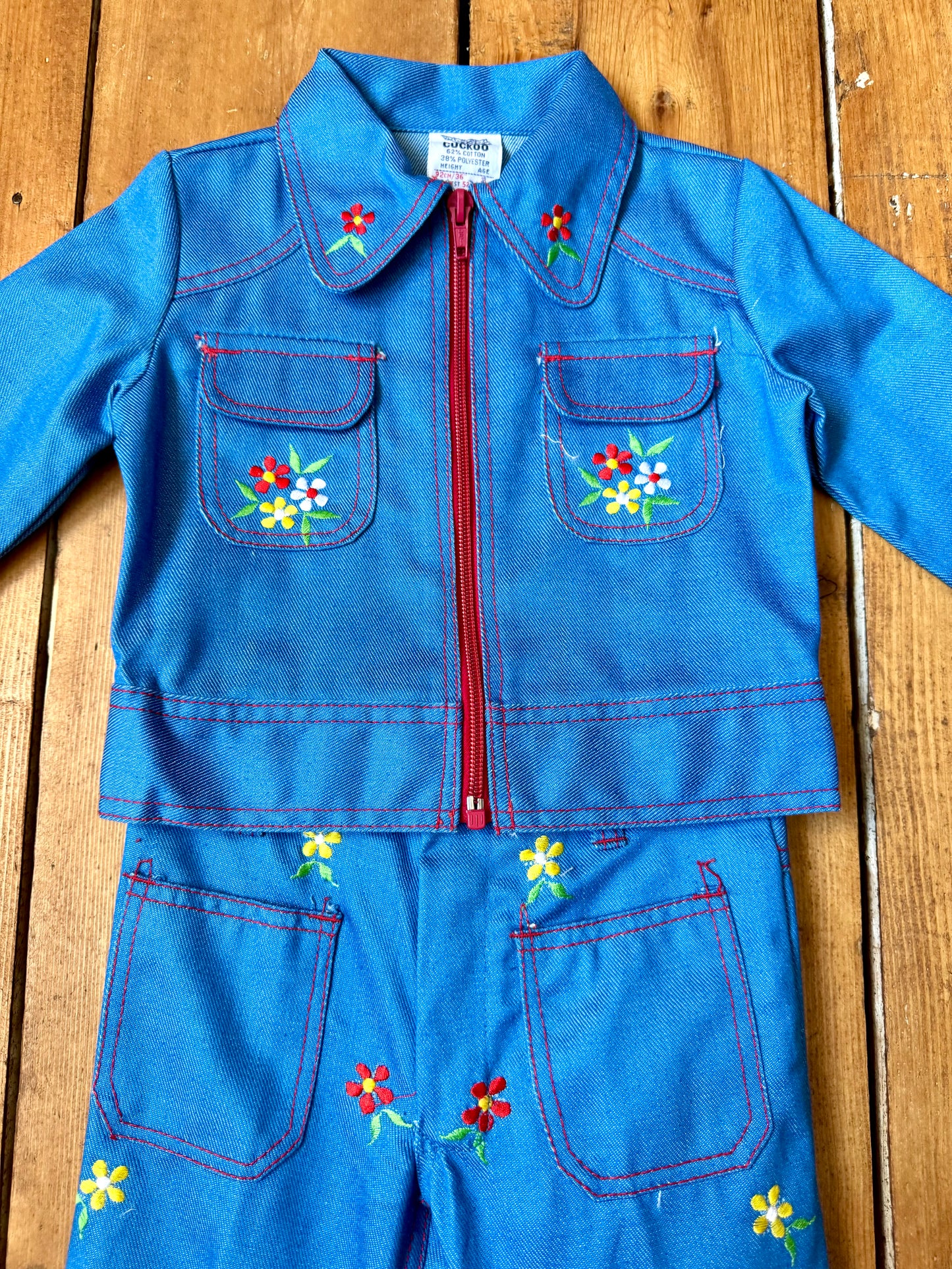 Vintage 70s Cuckoo Blue Floral Co-ord | 2 Years