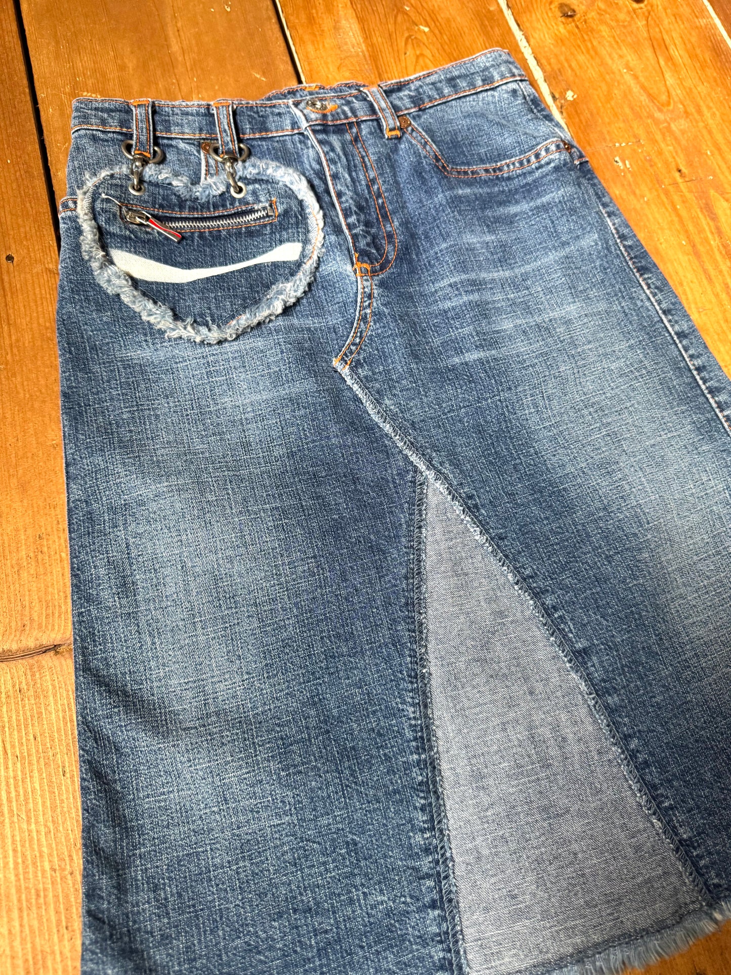 Vintage 2000s rare Coca-Cola kids denim midi skirt. Age 8-9 years. Handpicked for Bee Tiny.