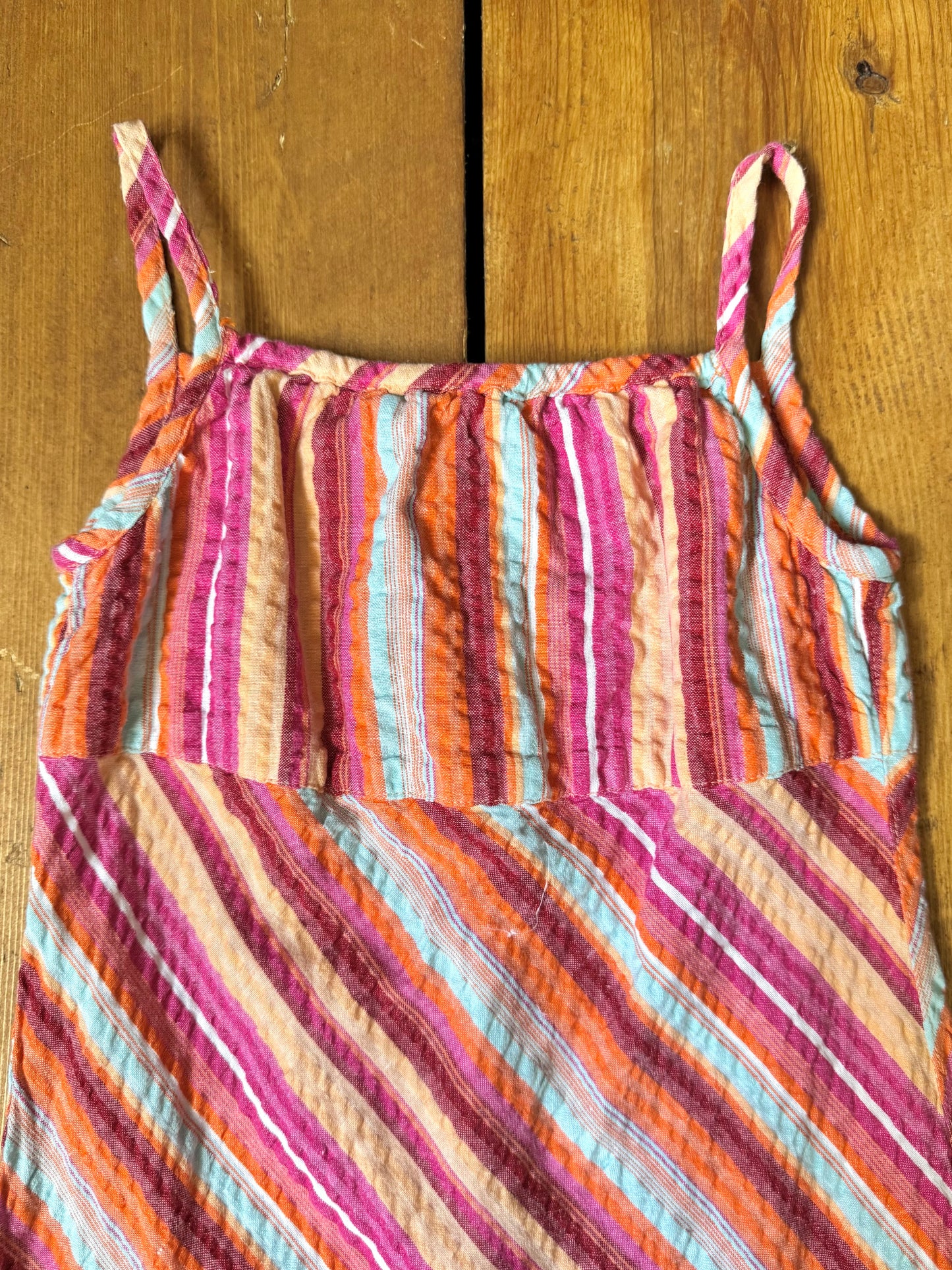 Vintage Y2K Cherokee colourful striped cotton dress, age 5-6 years. Handpicked for Bee Tiny kids vintage.