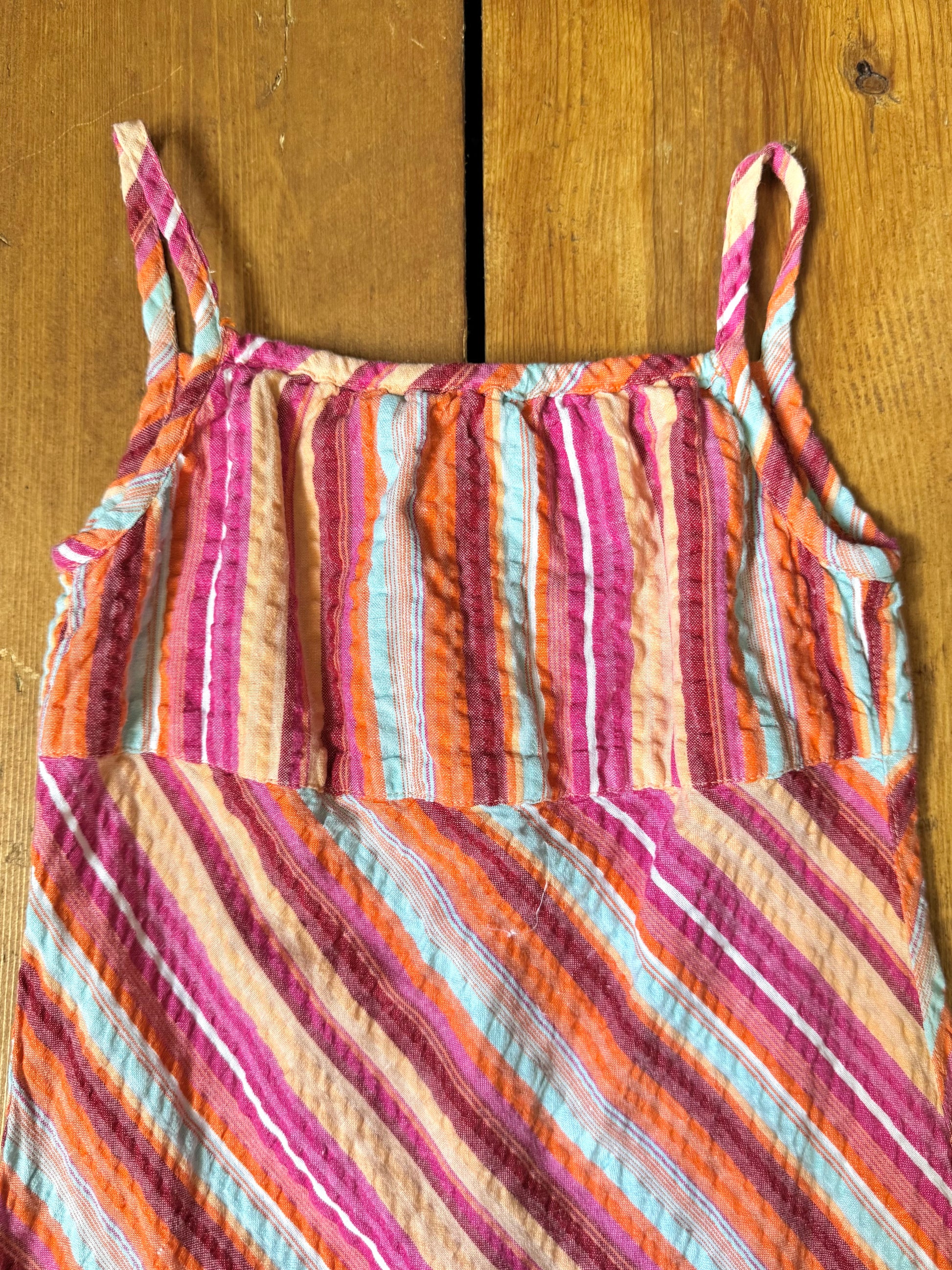 Vintage Y2K Cherokee colourful striped cotton dress, age 5-6 years. Handpicked for Bee Tiny kids vintage.