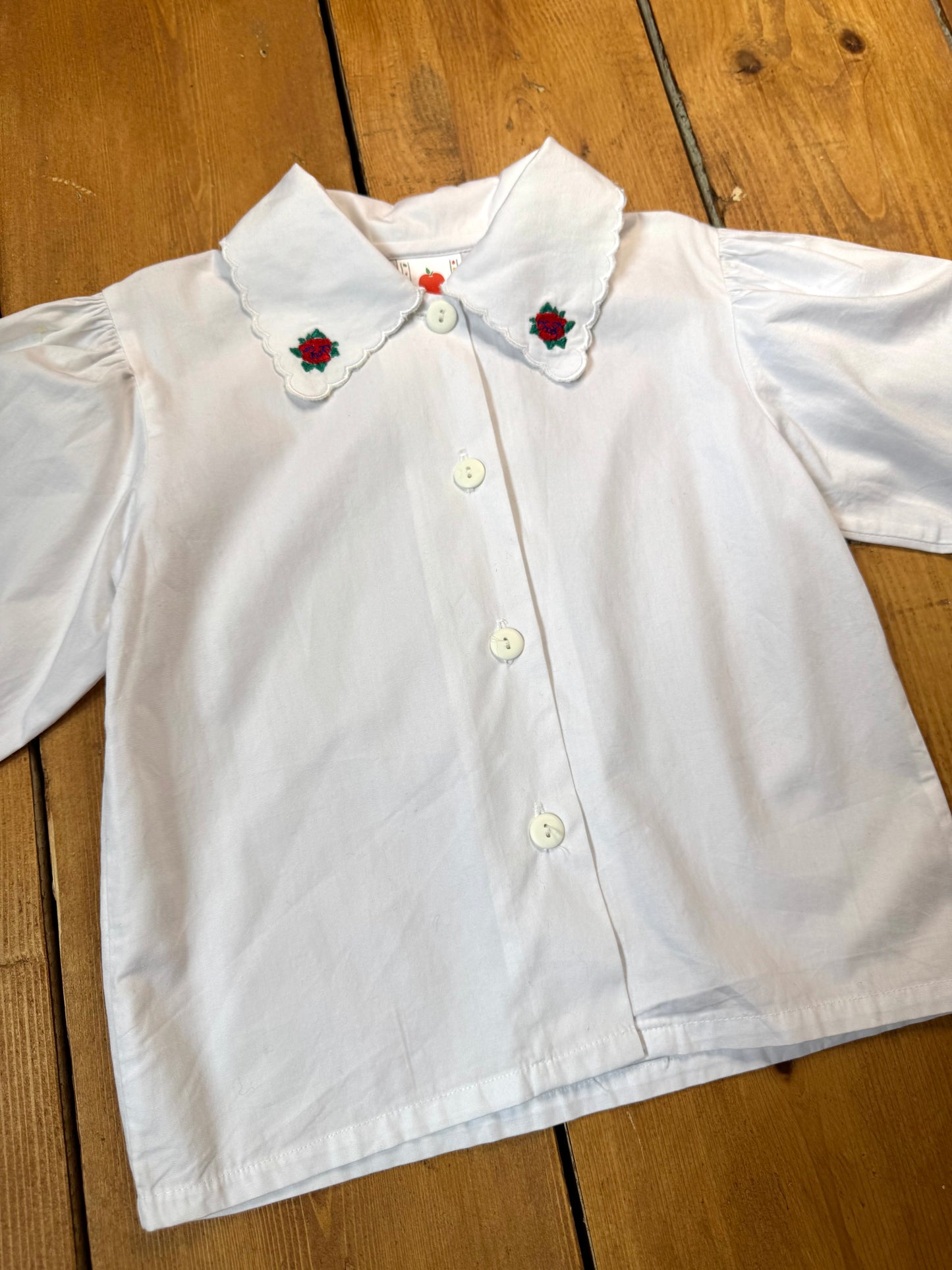 Vintage 90s Adams Embroidered Collar Blouse | 1-2 Year