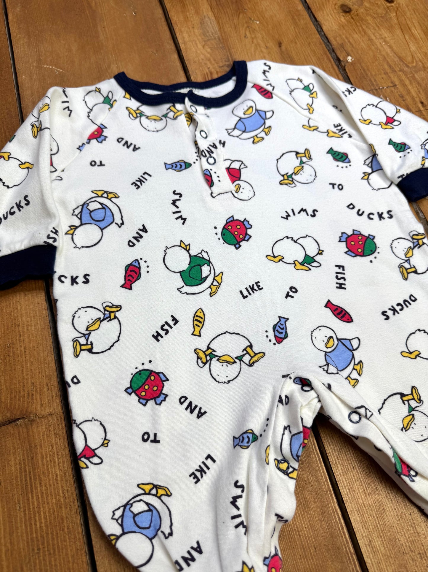 Vintage 90s duck baby romper. Handpicked for Bee Tiny kids vintage.
