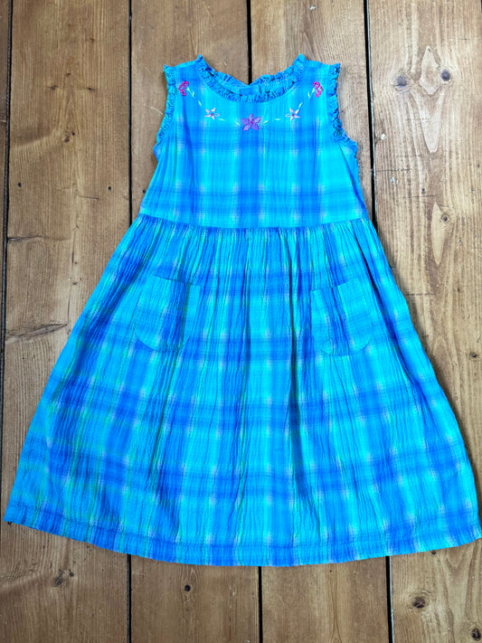 Vintage 90s St.Michael Blue Checked Dress | 4 Years