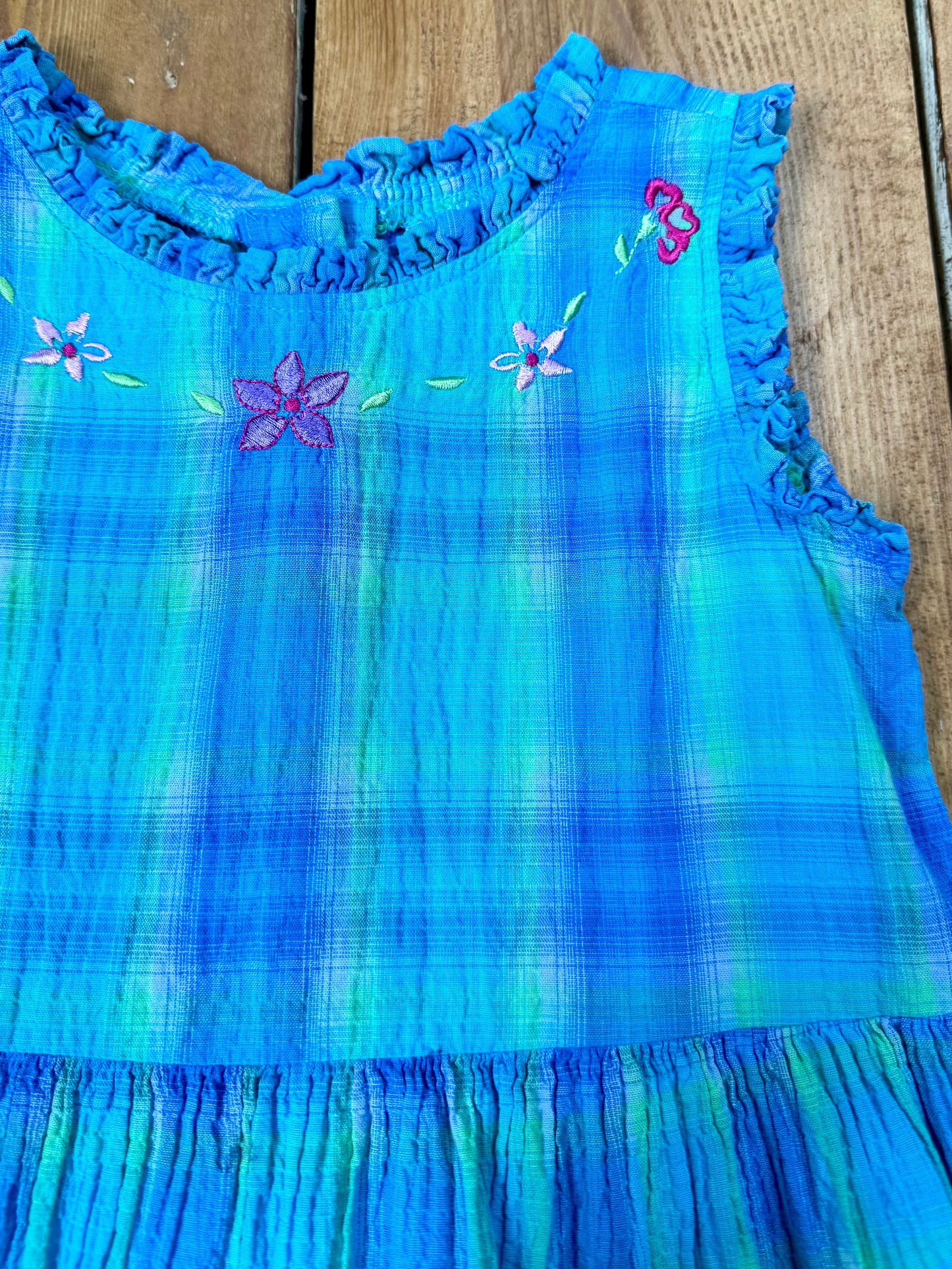 Vintage 90s St.Michael Blue Checked Dress | 4 Years