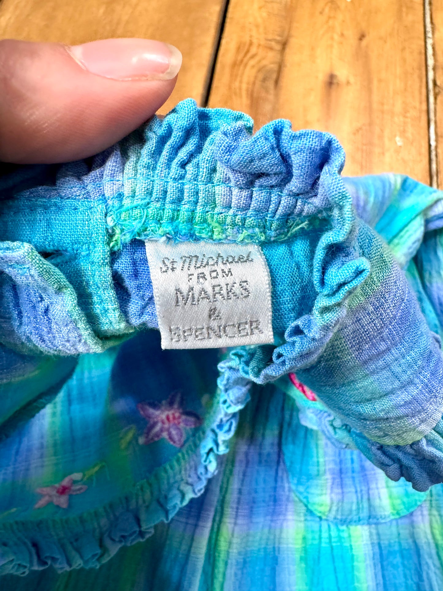 Vintage 90s St.Michael Blue Checked Dress | 4 Years