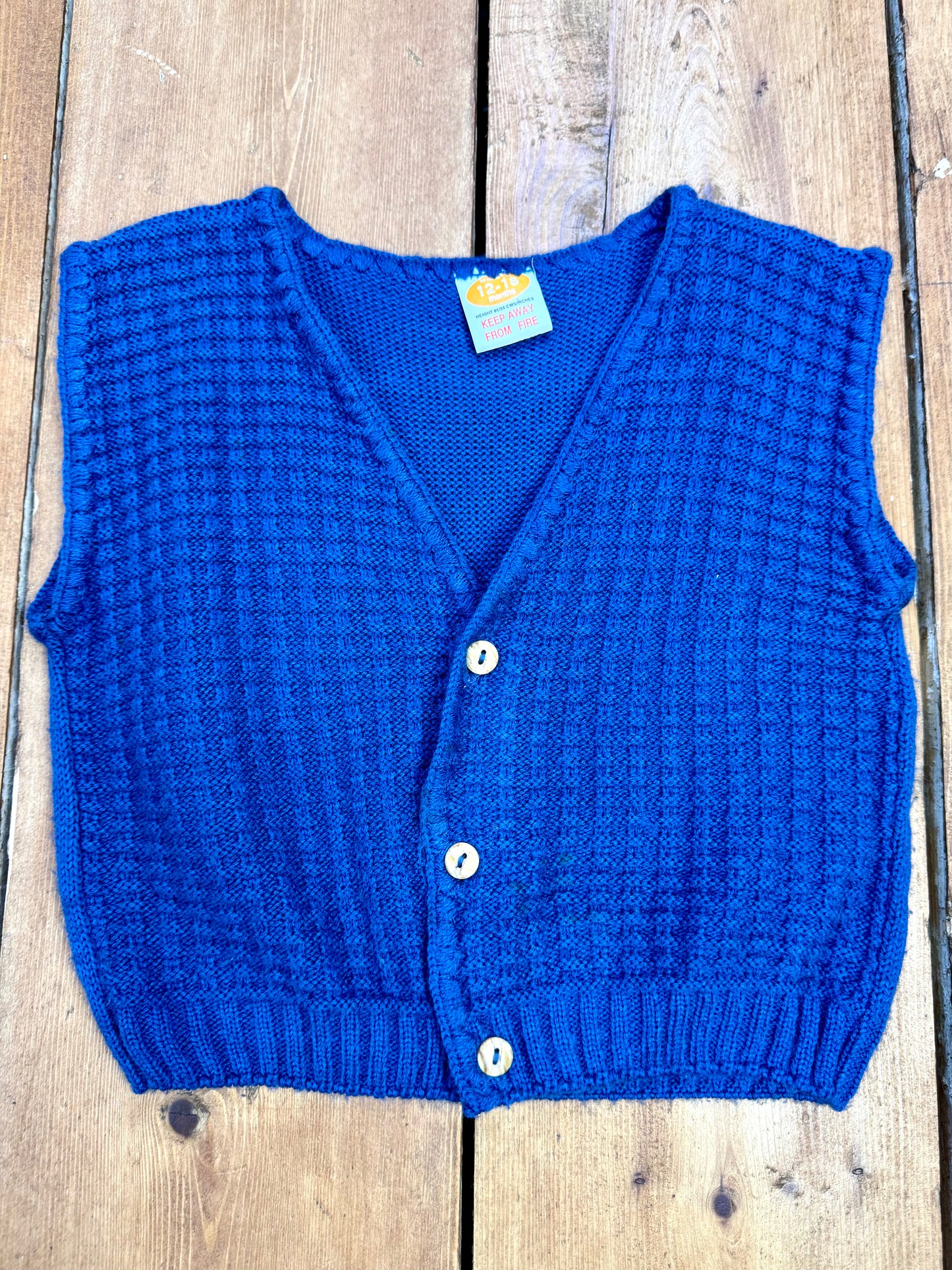 Vintage Blue Knit Vest | 12–18 Months