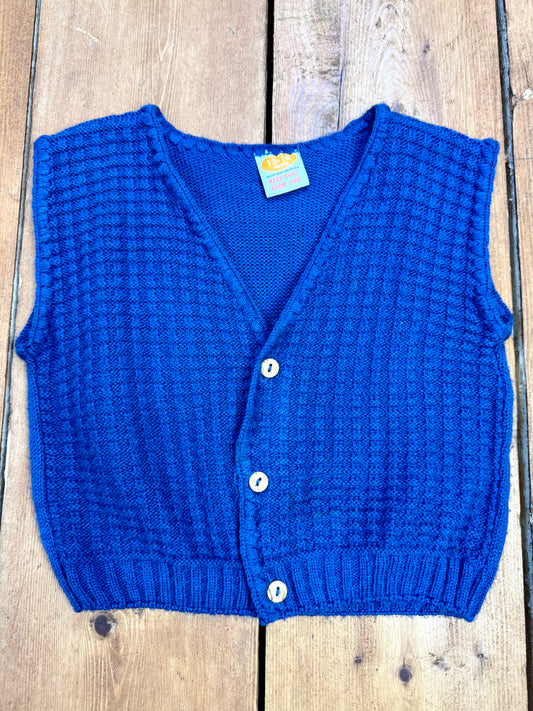 Vintage Blue Knit Vest | 12–18 Months