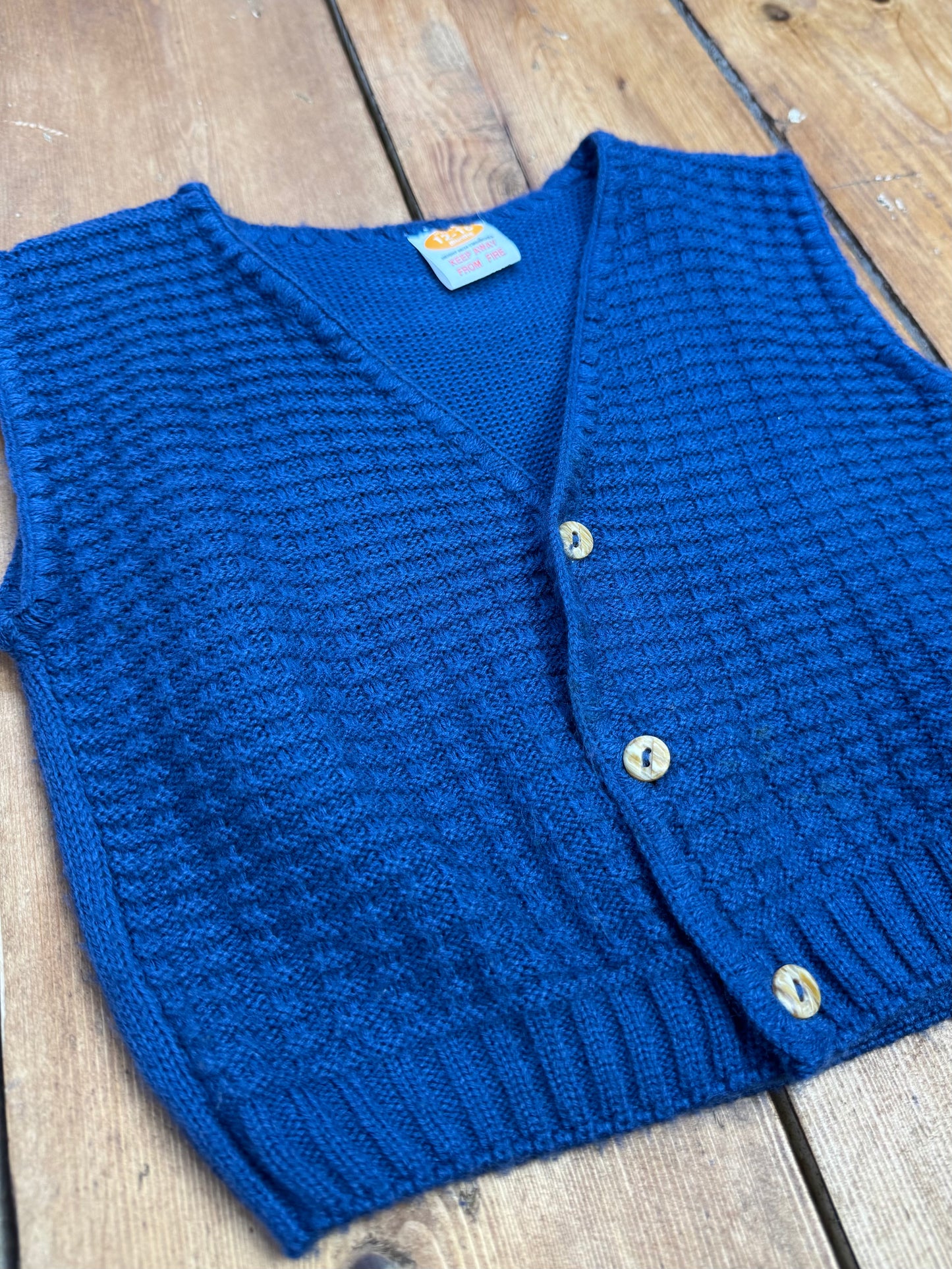 Vintage Blue Knit Vest | 12–18 Months