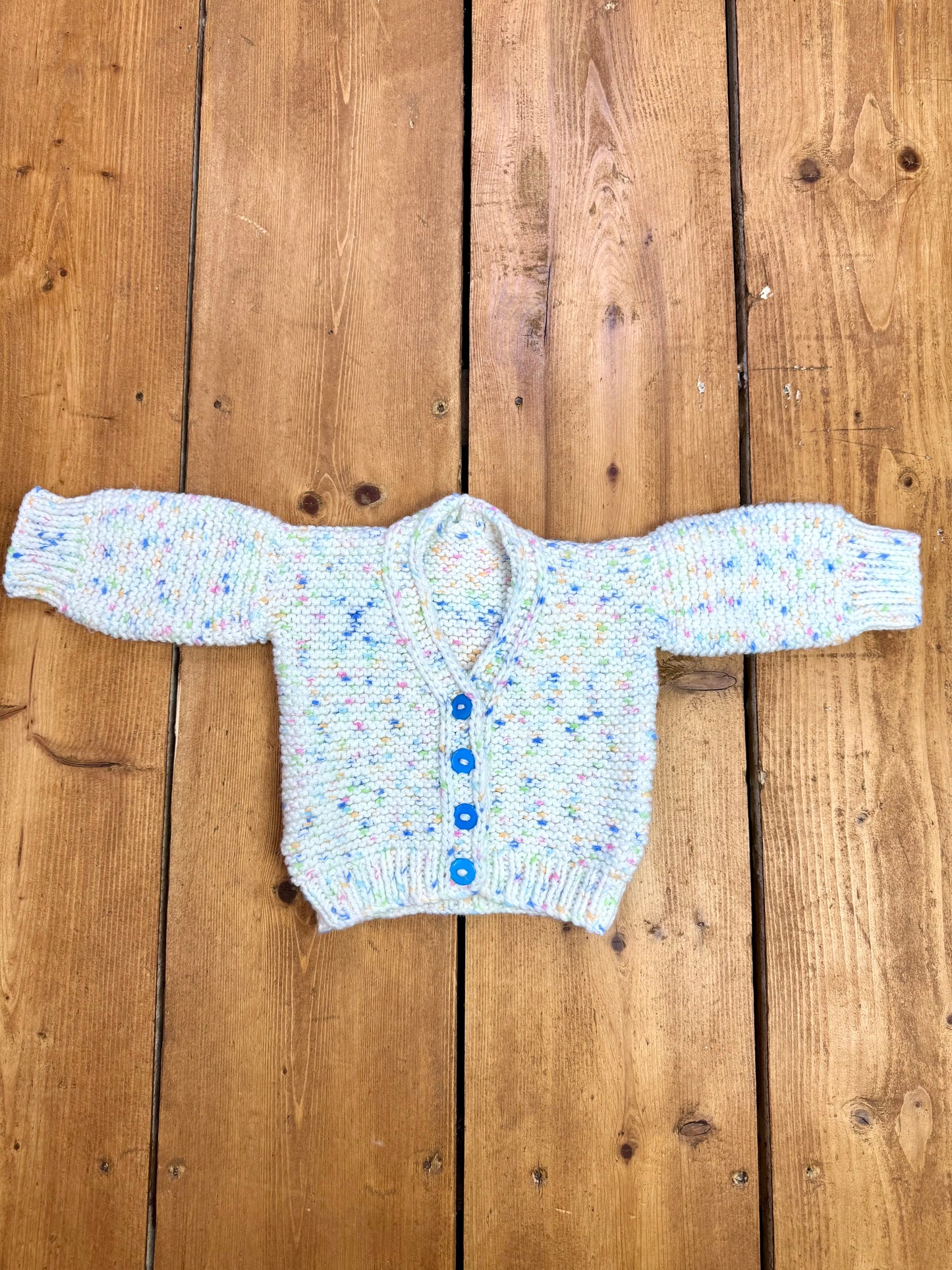 Vintage Handknit Confetti Baby Cardigan | 0-3 Months