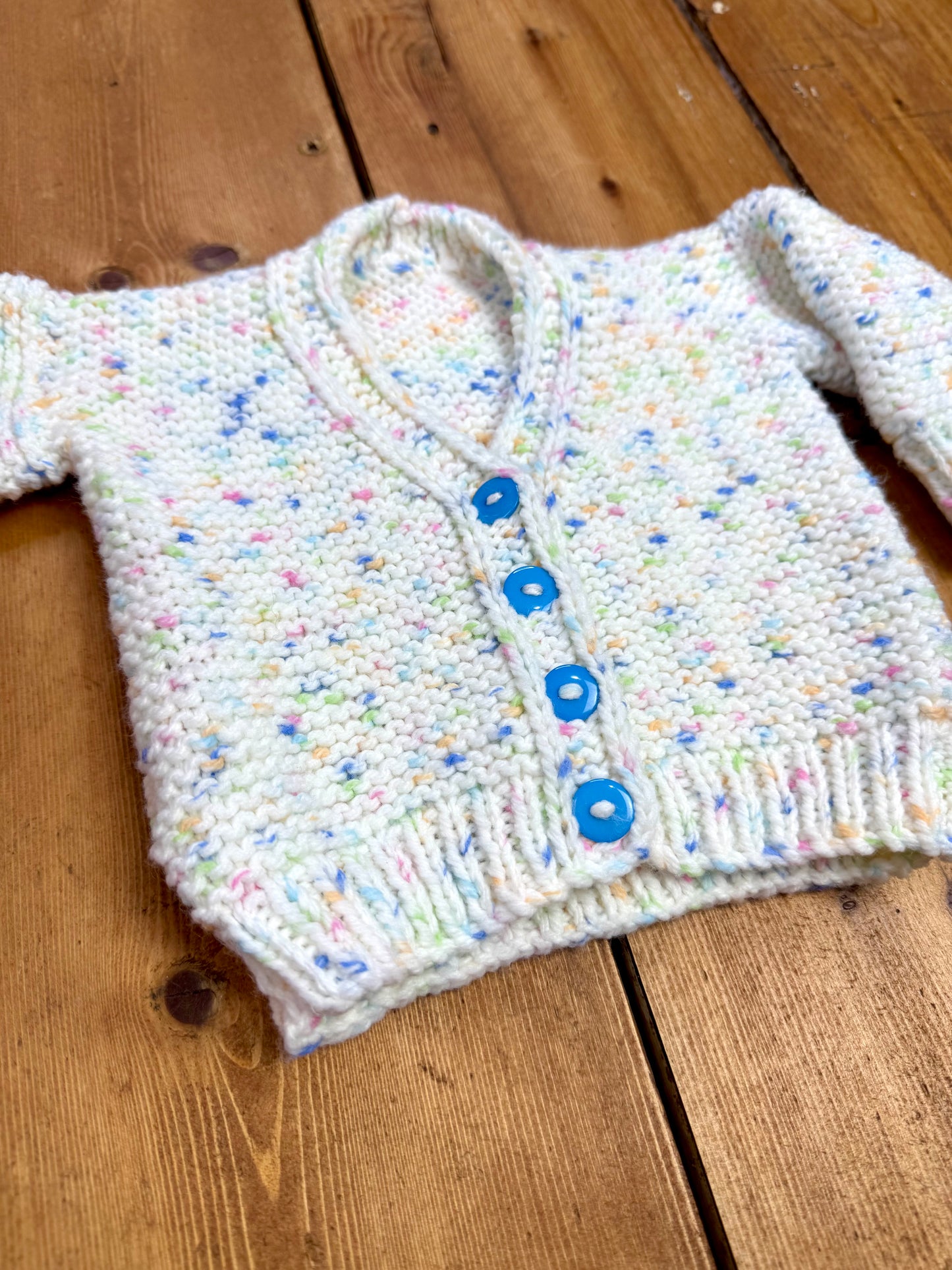 Vintage Handknit Confetti Baby Cardigan | 0-3 Months