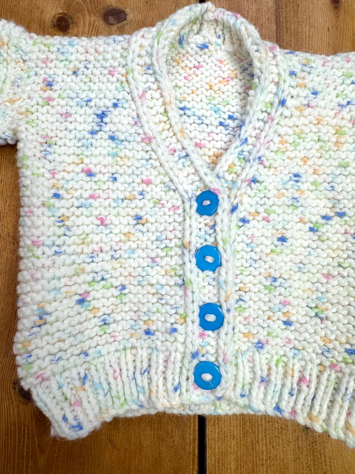 Vintage Handknit Confetti Baby Cardigan | 0-3 Months
