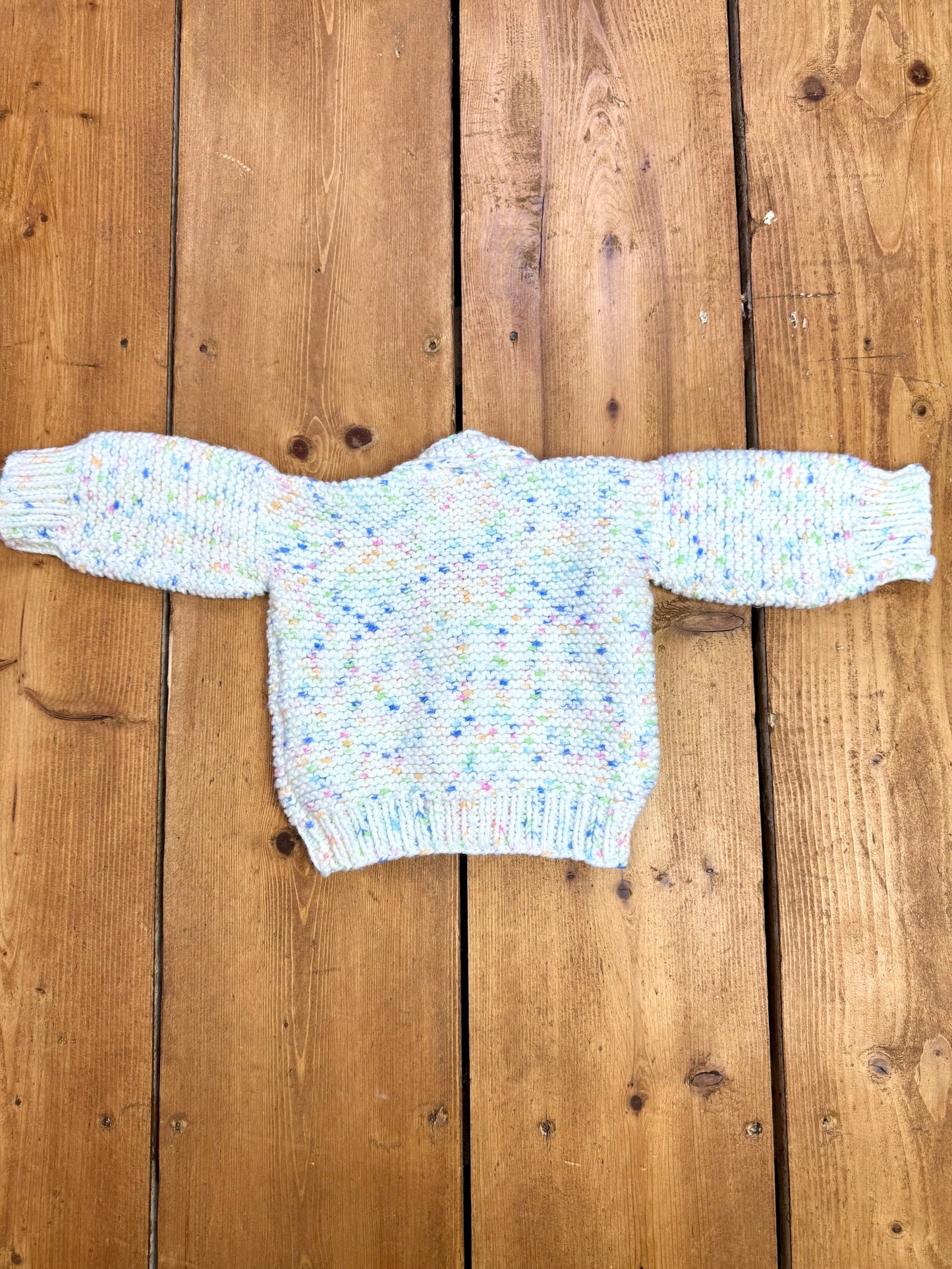 Vintage Handknit Confetti Baby Cardigan | 0-3 Months