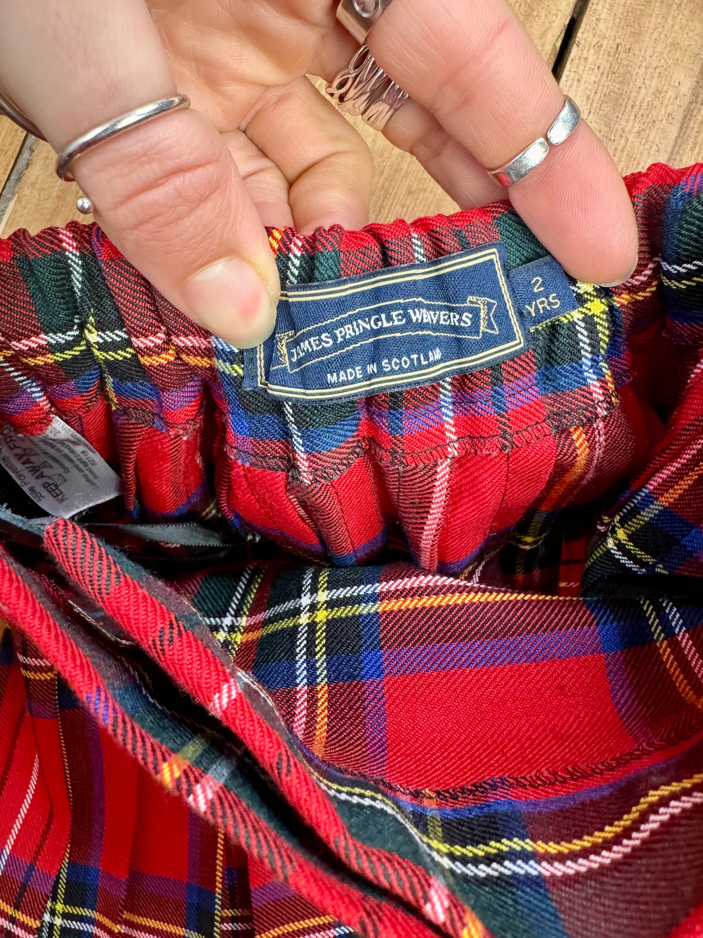 Vintage 90s Red Tartan Kilt Skirt | James Pringle Weavers | 2 Years