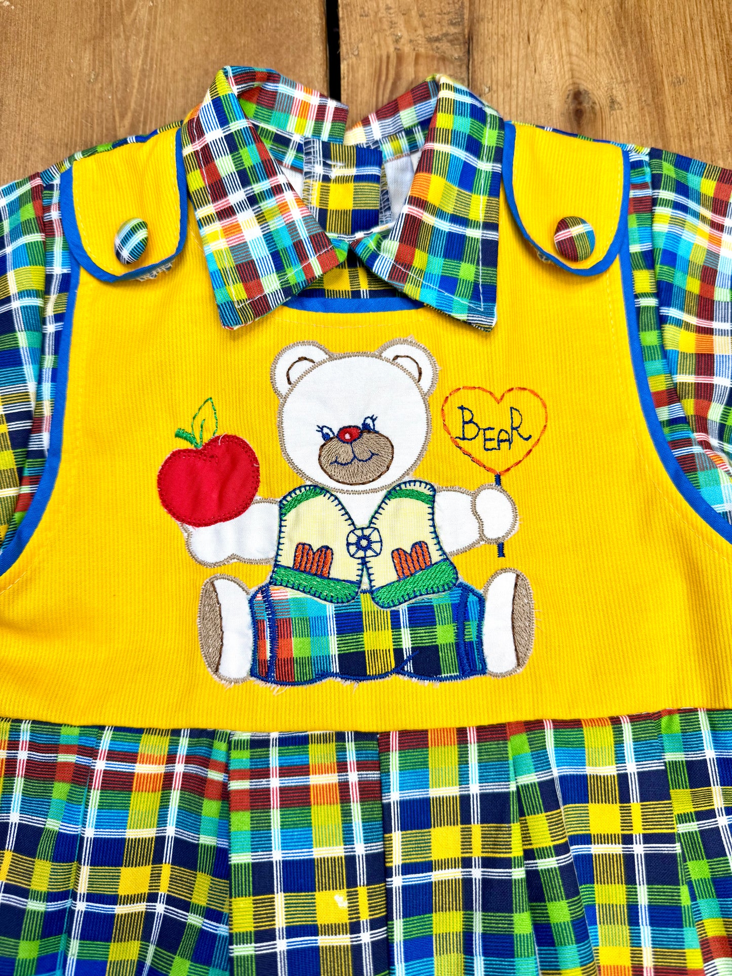 Vintage colourful checked baby romper 12 months