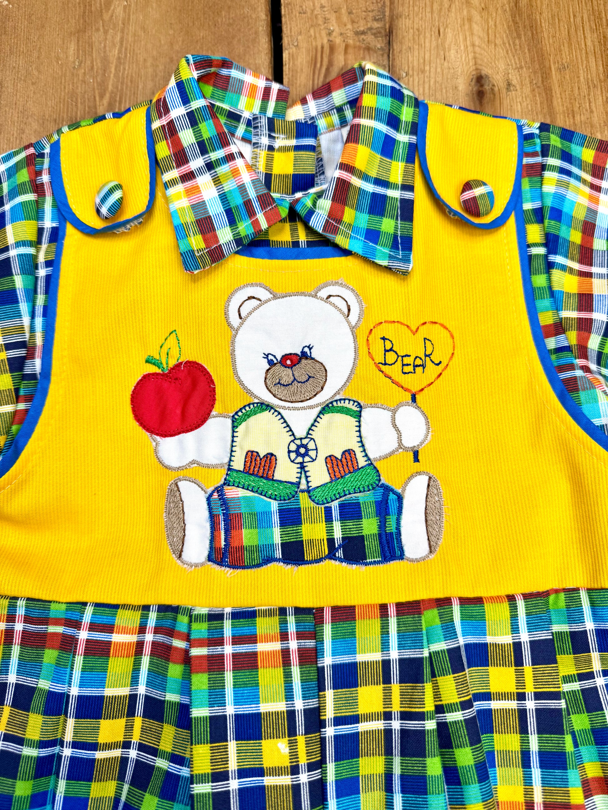 Vintage colourful checked baby romper 12 months