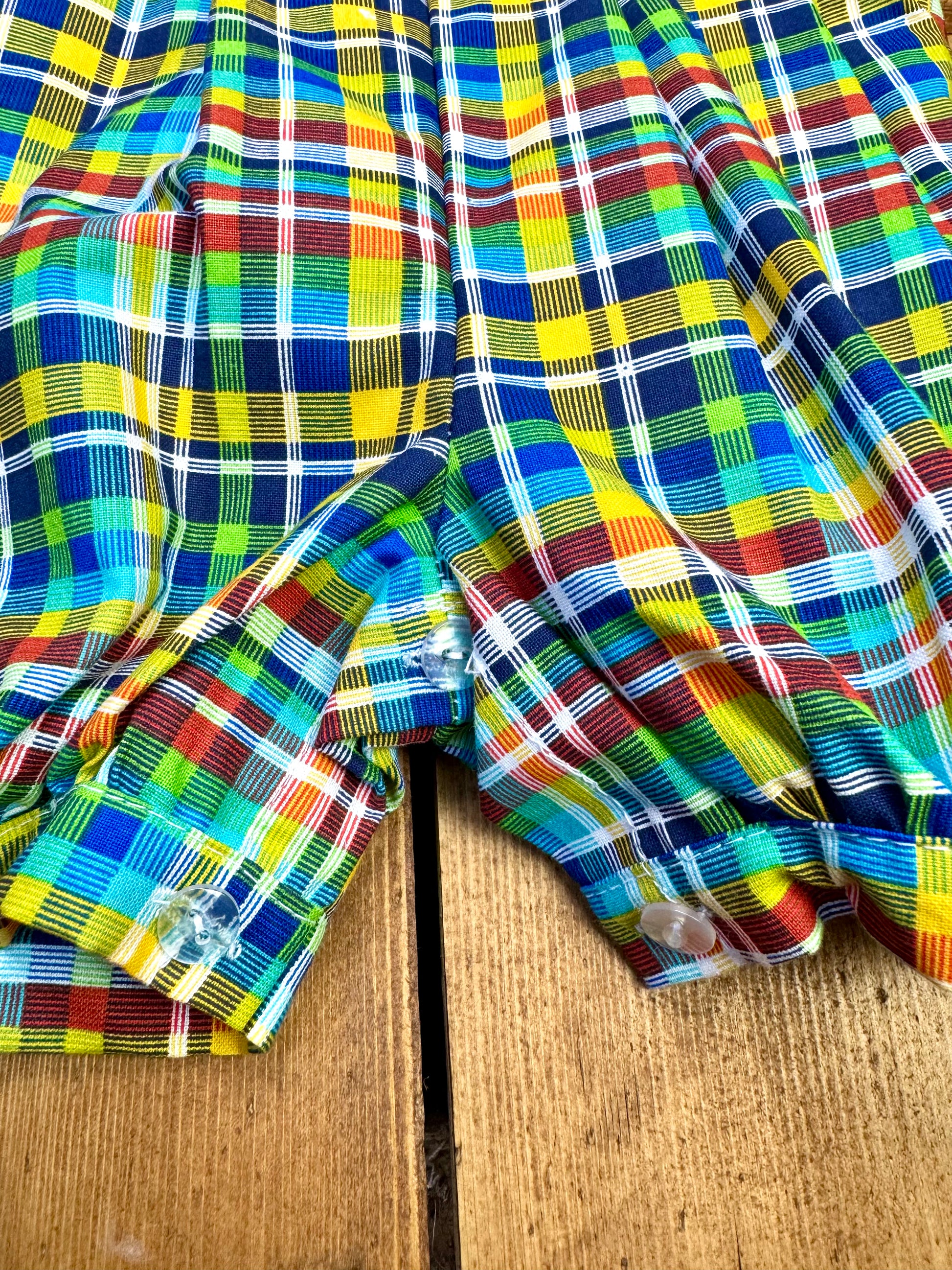 Vintage colourful checked baby romper 12 months. Italian deadstock