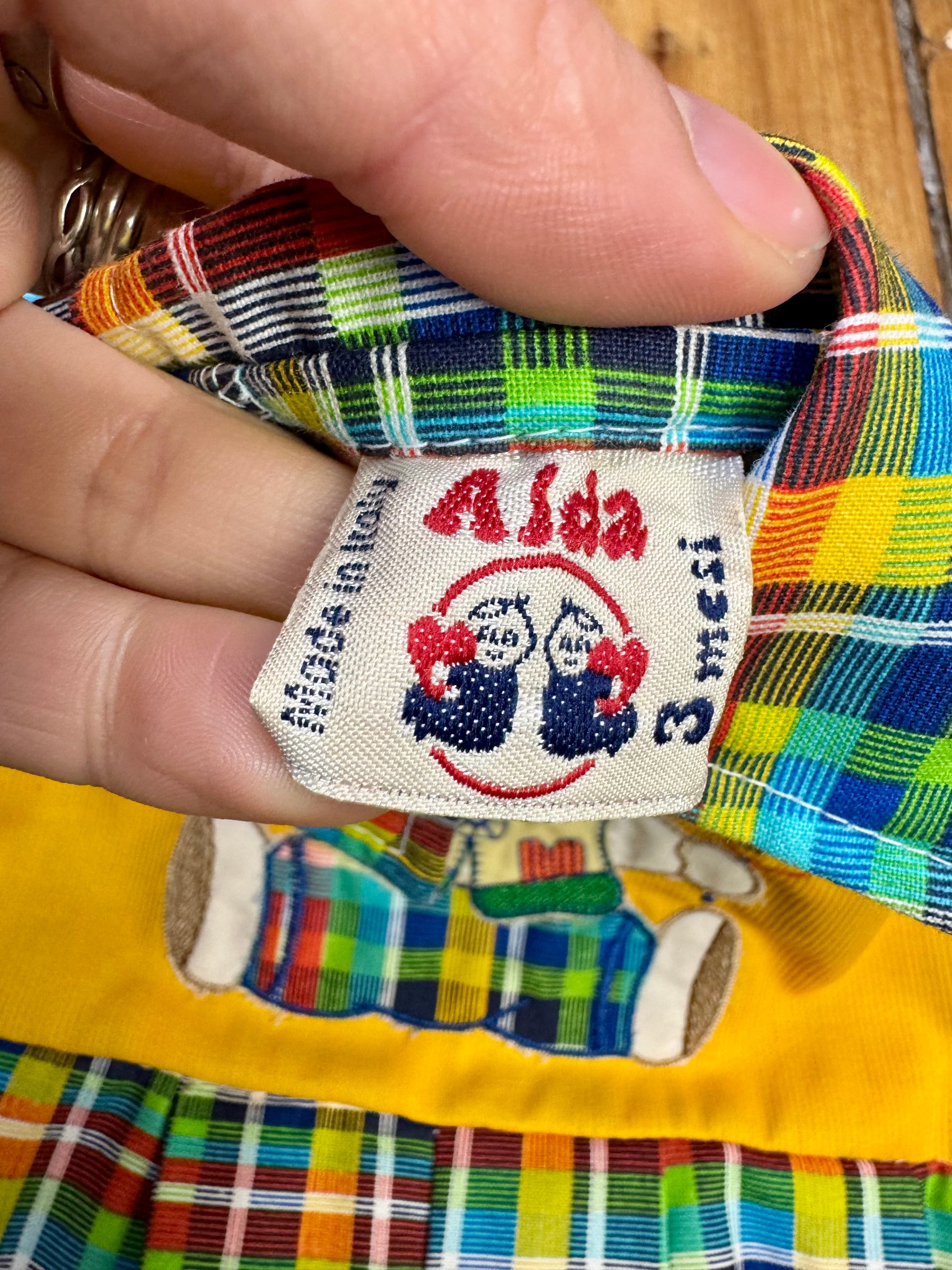 Vintage colourful checked baby romper 12 months. Aida made in Italy.