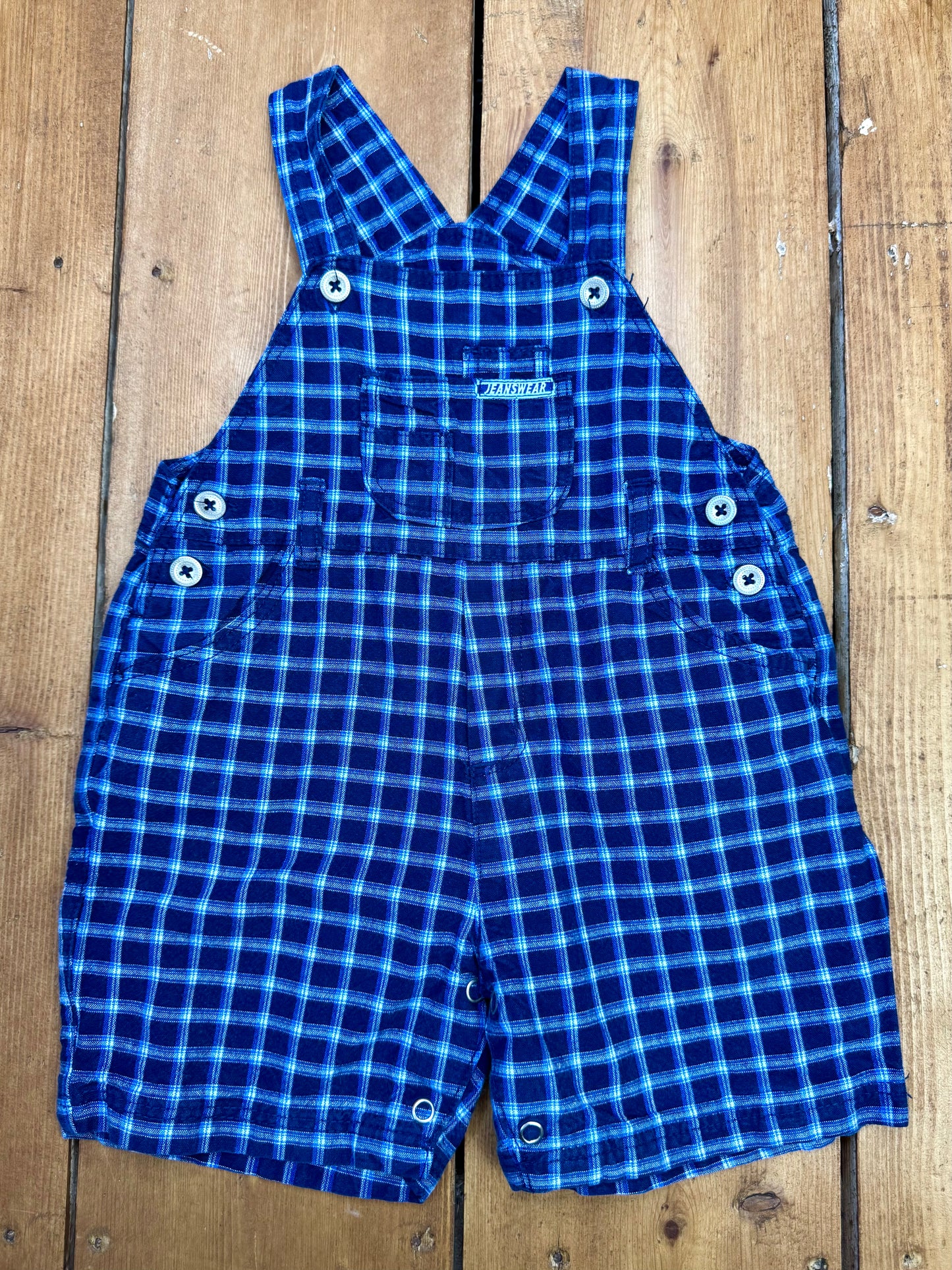 Vintage 00s Check Dungaree Shorts | 12-18 Months