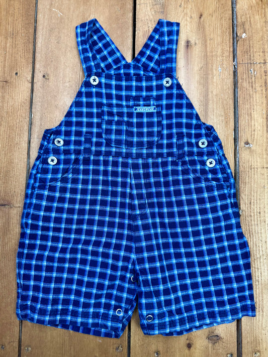 Vintage 00s Check Dungaree Shorts | 12-18 Months