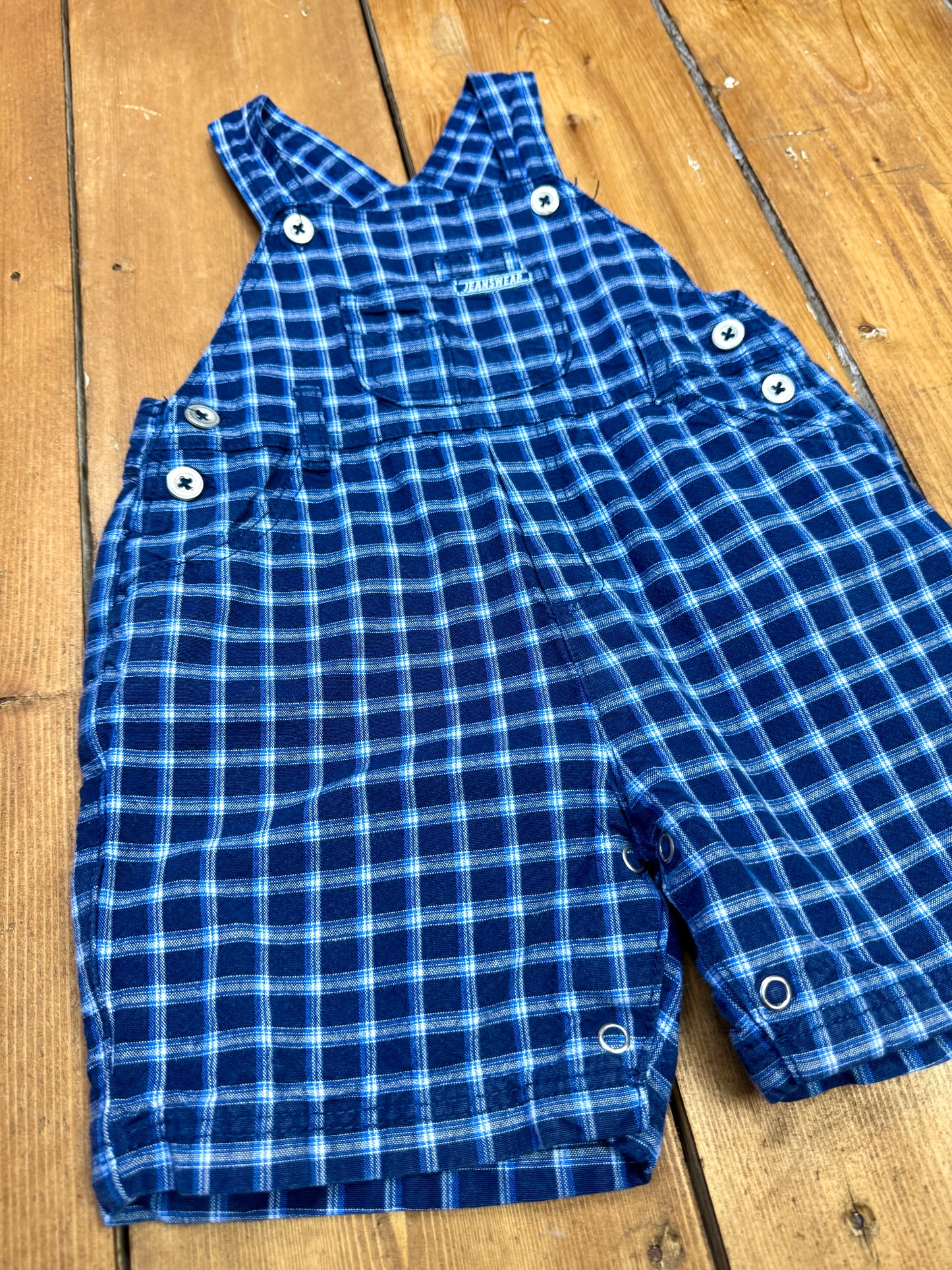 Vintage 00s Check Dungaree Shorts | 12-18 Months
