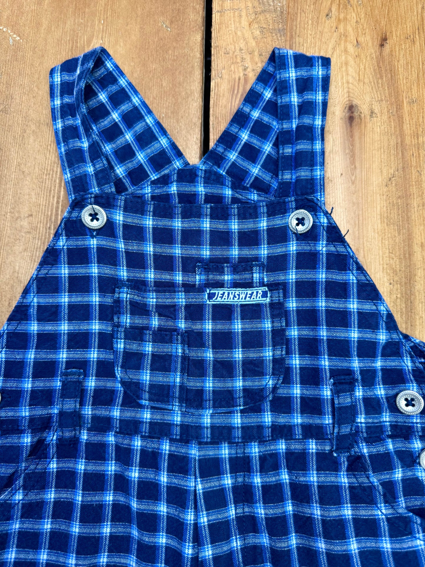 Vintage 00s Check Dungaree Shorts | 12-18 Months