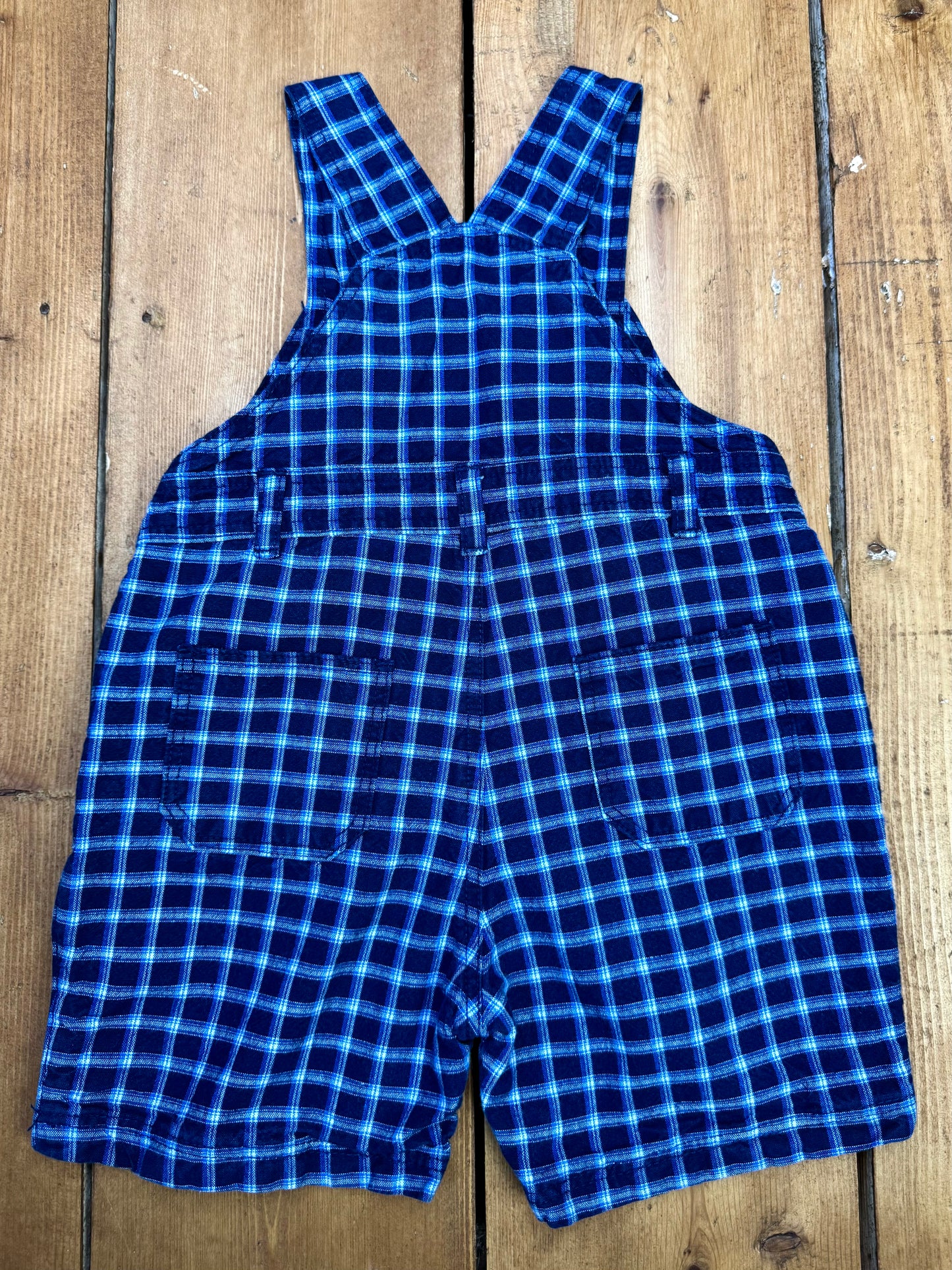 Vintage 00s Check Dungaree Shorts | 12-18 Months