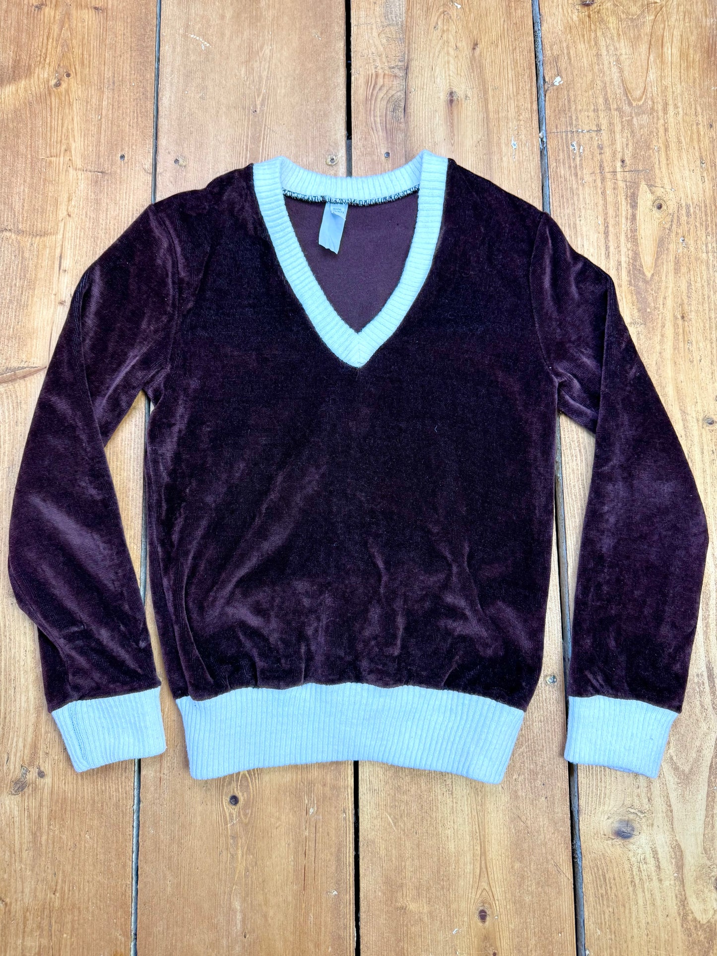 Vintage 90s Velvet Sweatshirt in Chocolate Brown | 6-7 Years