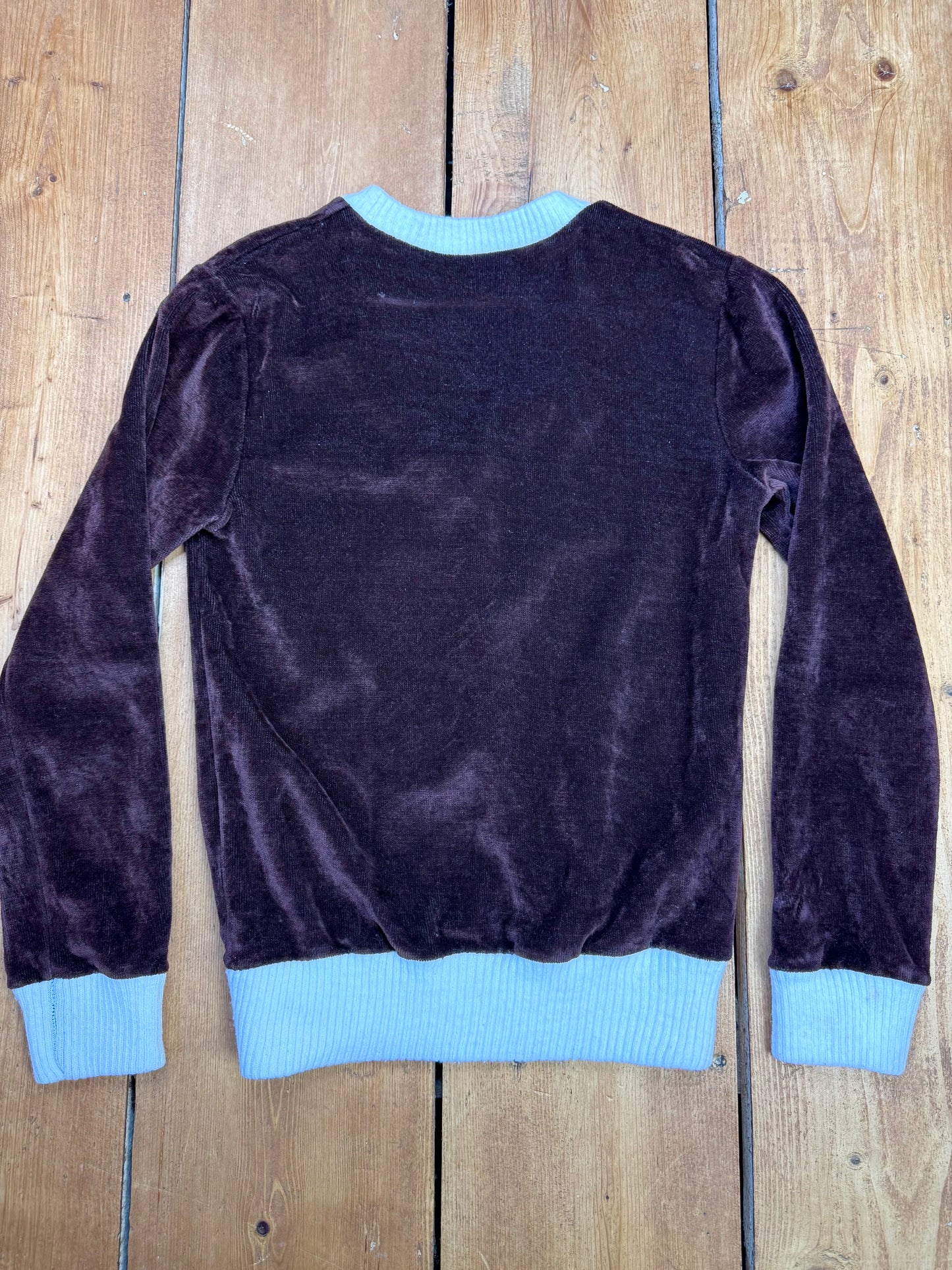 Vintage 90s Velvet Sweatshirt in Chocolate Brown | 6-7 Years
