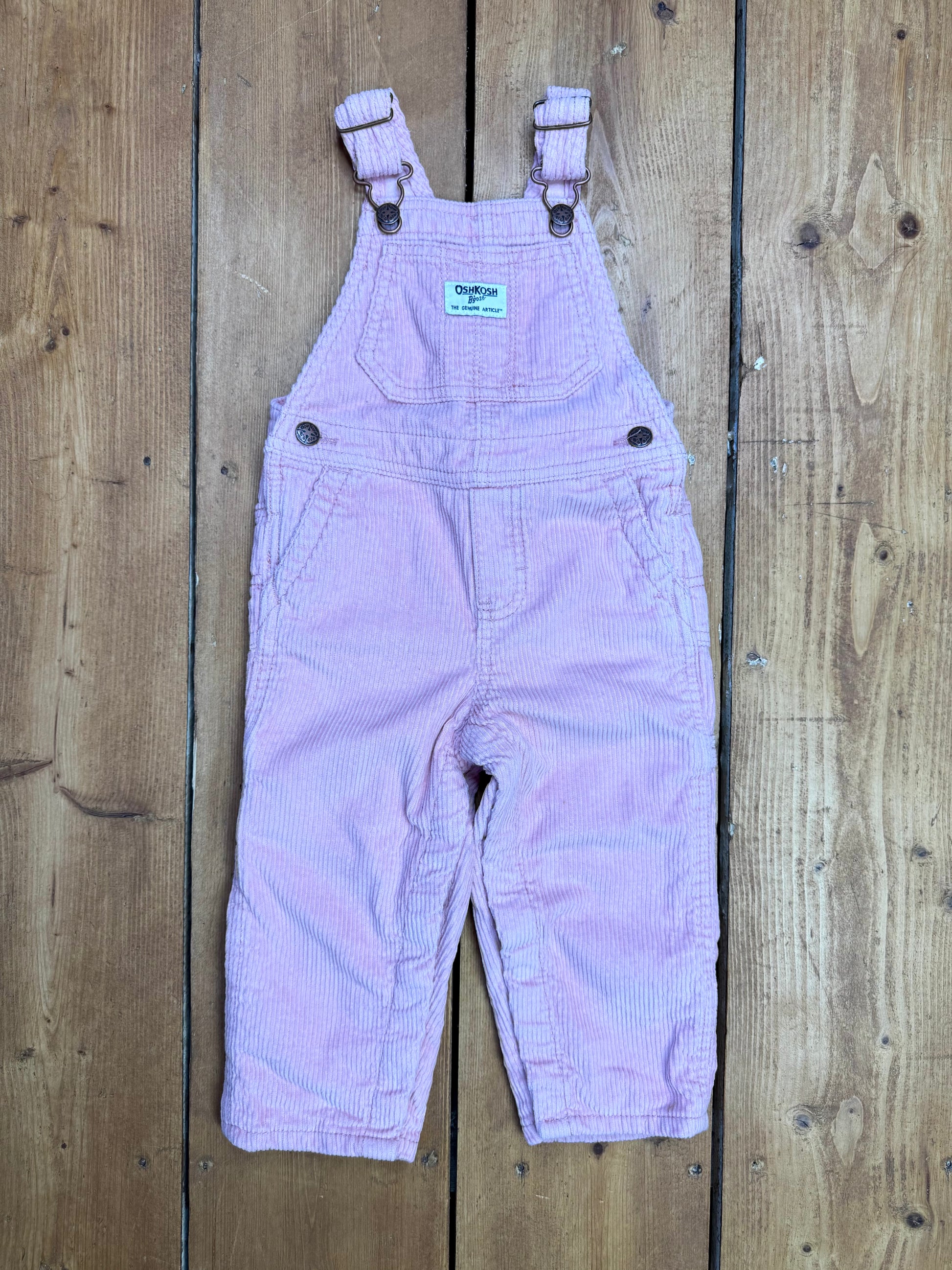 Oshkosh pink corduroy dungarees. Age 18 months. Handpicked for Bee Tiny kids vintage.