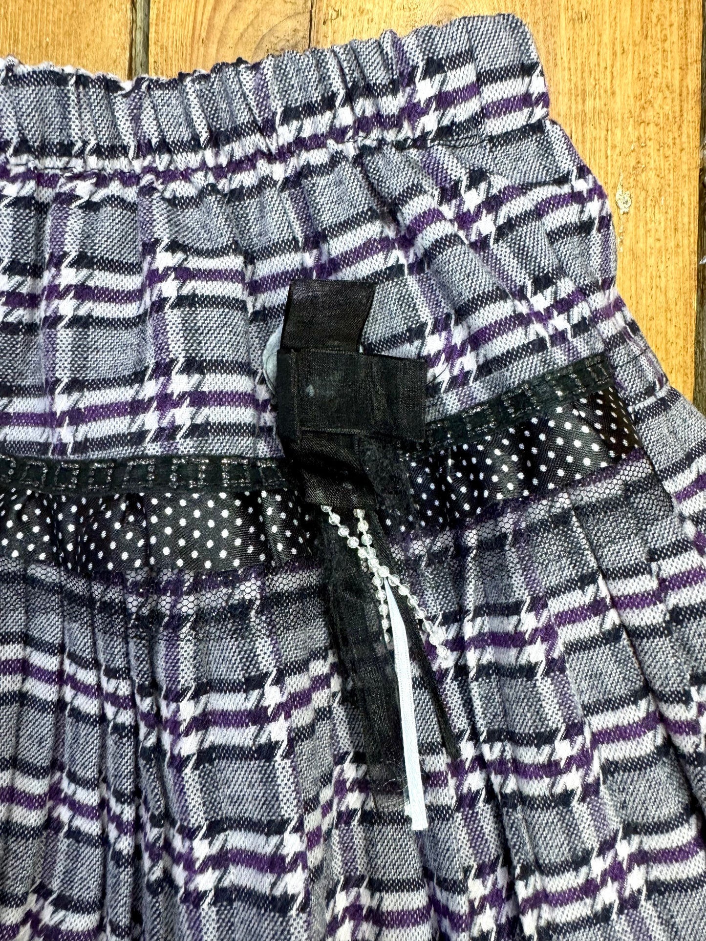 Y2K Grey Checked Tiered Tulle Skirt | 2-3 Years