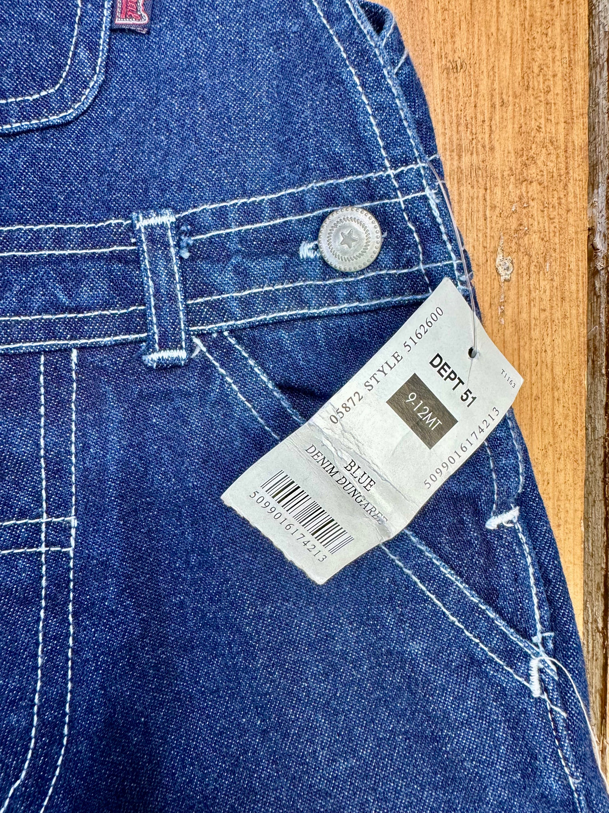 Vintage deadstock denim kids dungarees