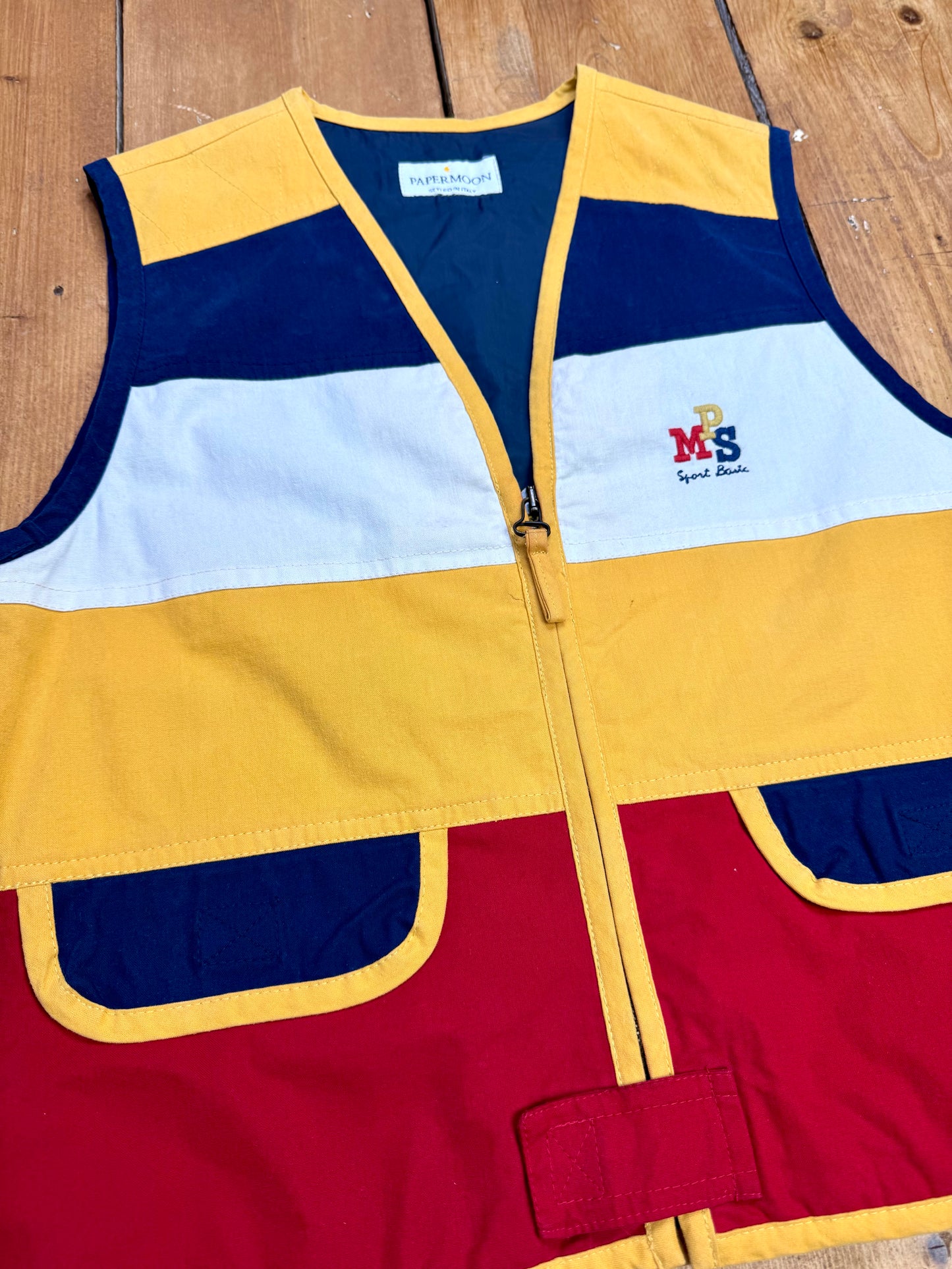 Vintage 90s Colour Block Utility Vest | Sports Basic Zip Gilet