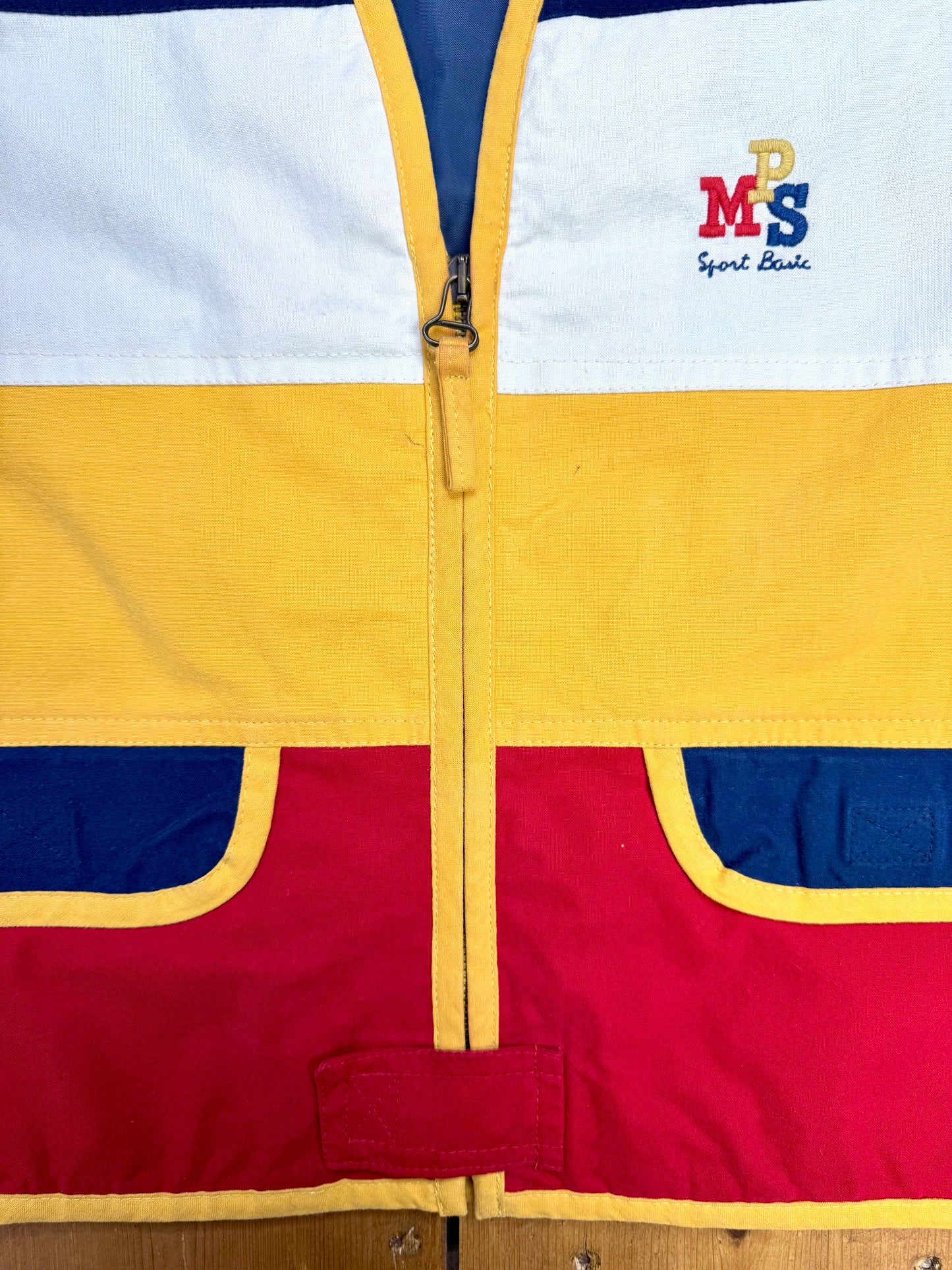 Vintage 90s Colour Block Utility Vest | Sports Basic Zip Gilet