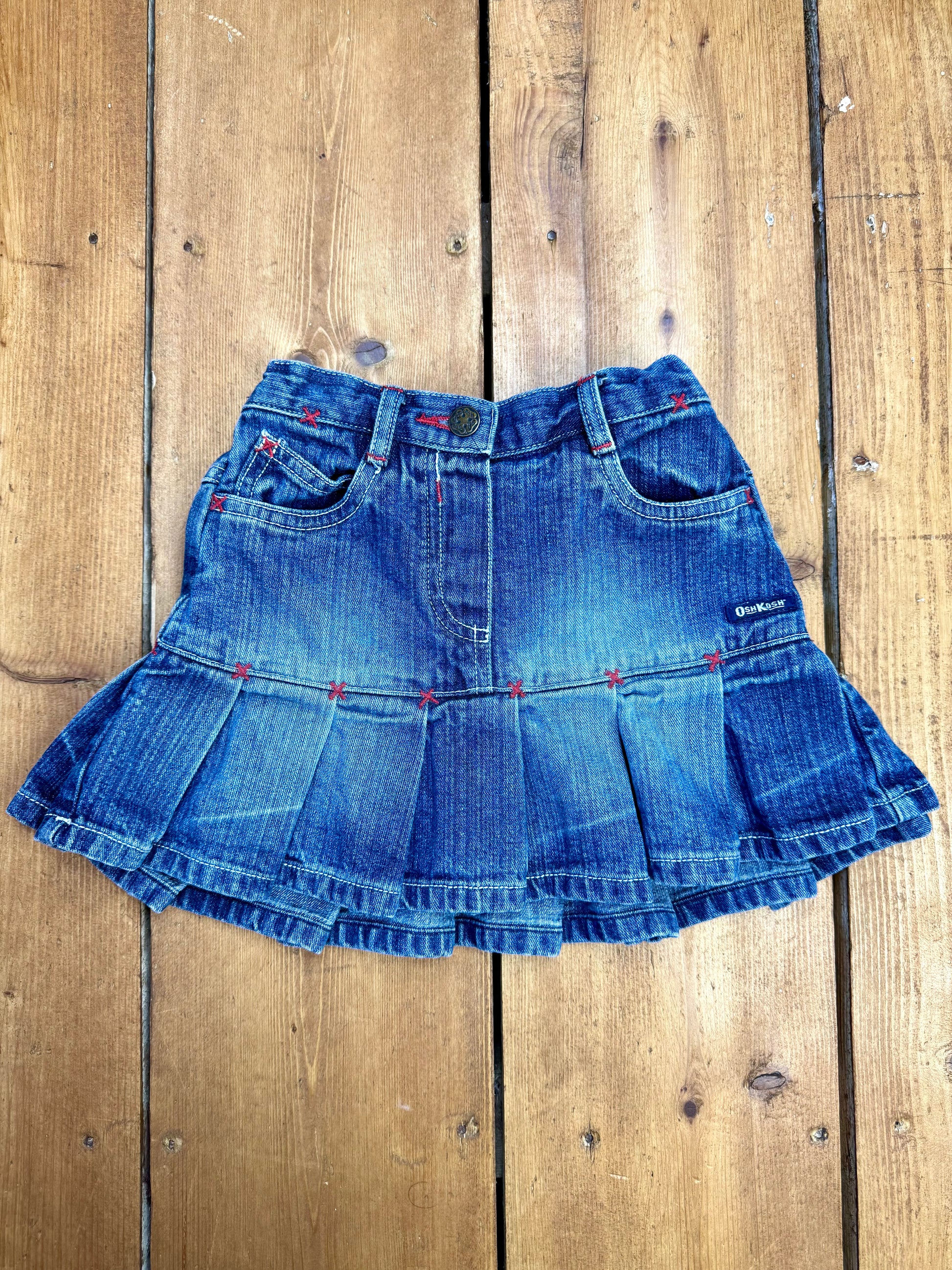 Vintage OshKosh kids pleated denim skirt handpicked for Bee Tiny kids vintage