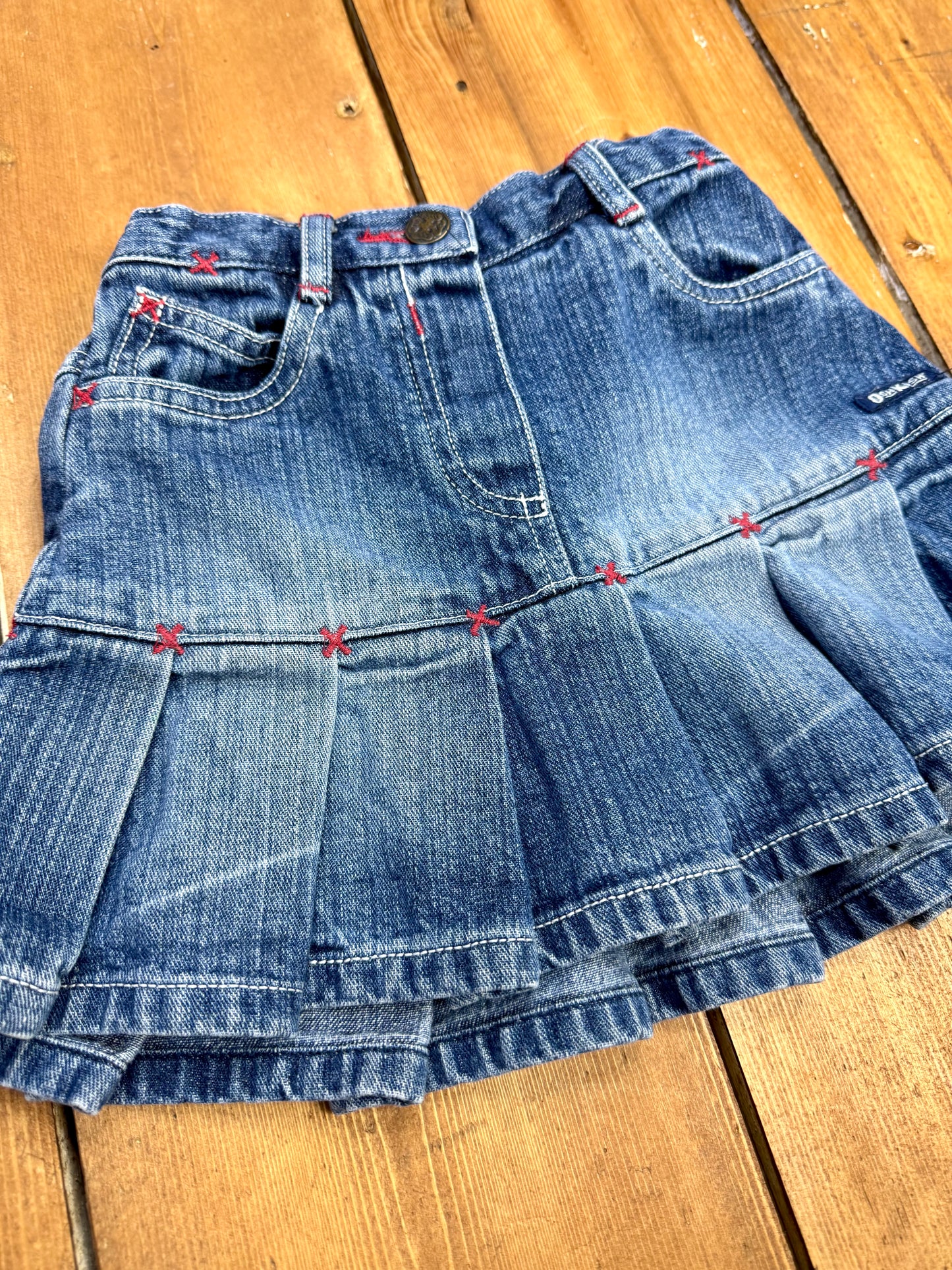 Vintage OshKosh kids pleated denim skirt handpicked for Bee Tiny kids vintage