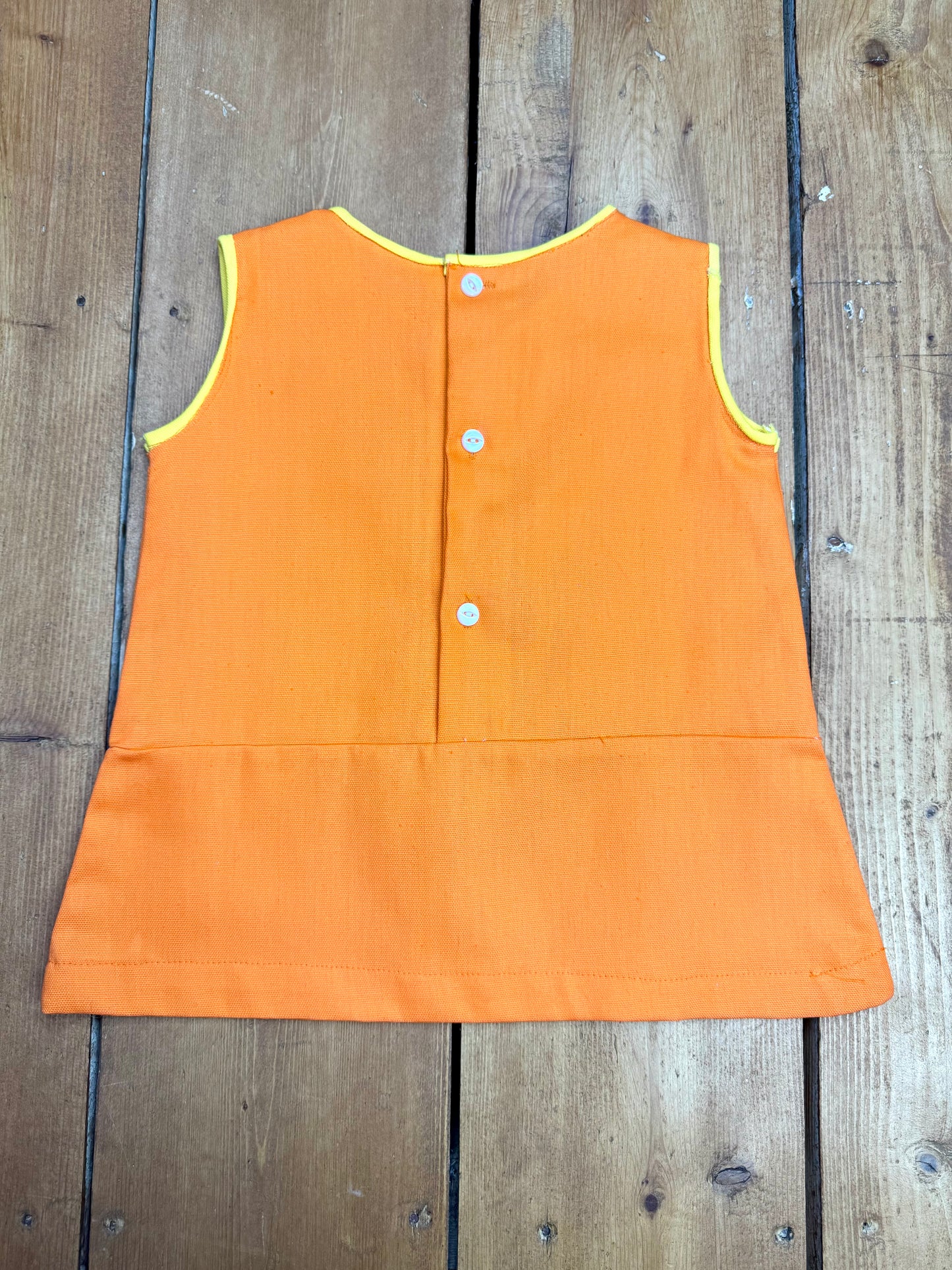 Kids vintage 70s orange tunic dress with button up back