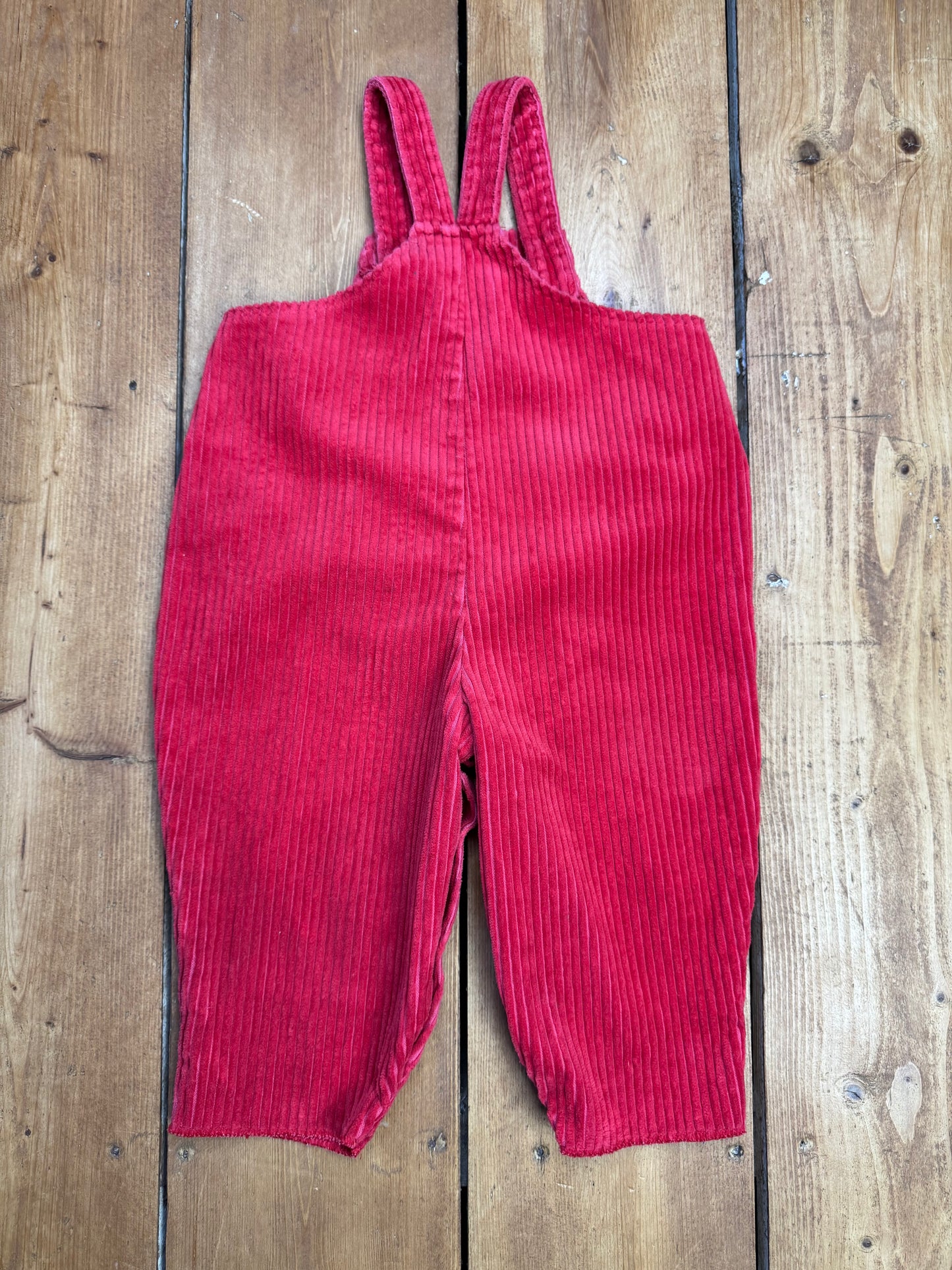 Vintage 90s St.Michael Red Corduroy Baby Dungarees | 12 Months