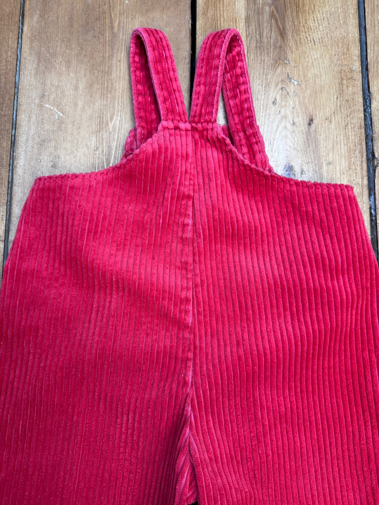 Vintage 90s St.Michael Red Corduroy Baby Dungarees | 12 Months